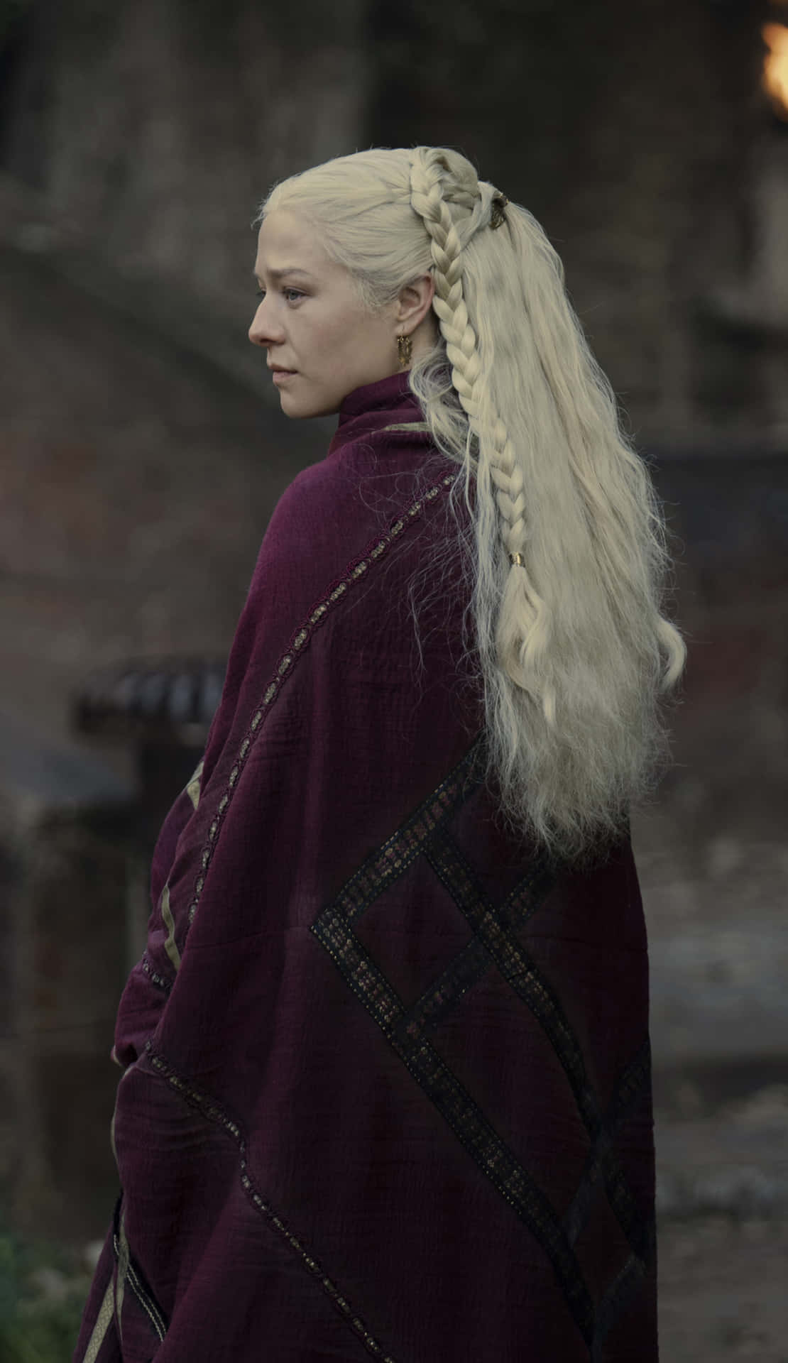 Adult Rhaenyra Targaryen Side Profile Dark Background