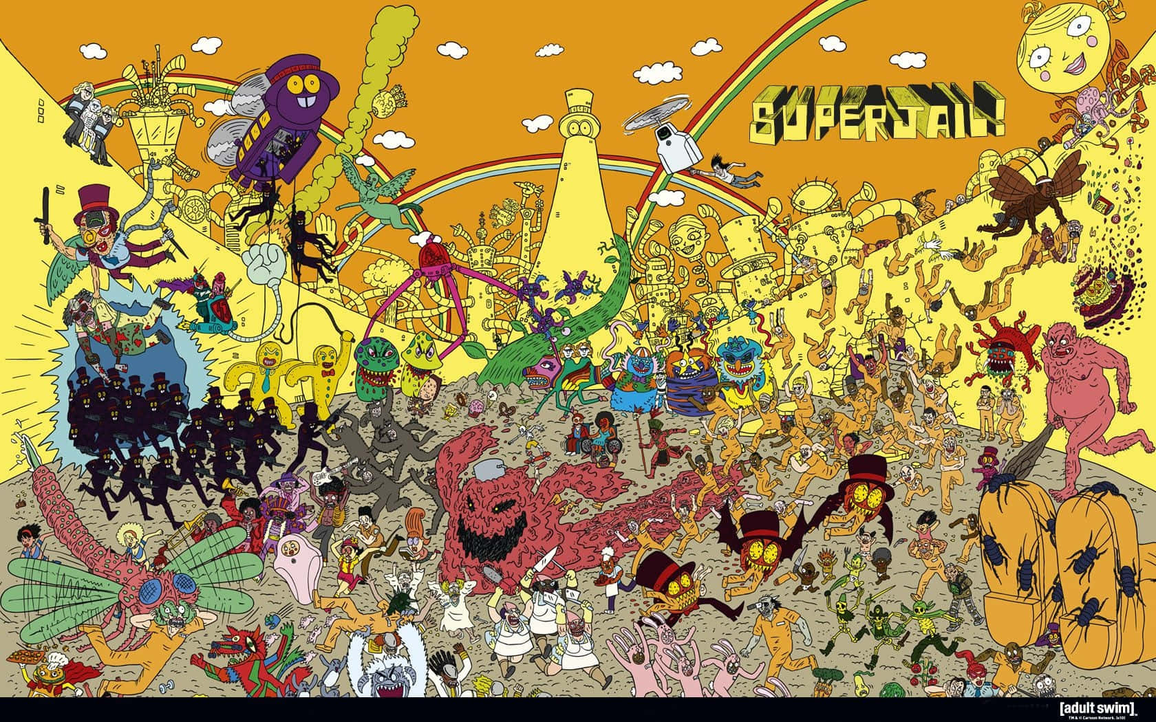 Adult Swim Superjail Montage Art Background