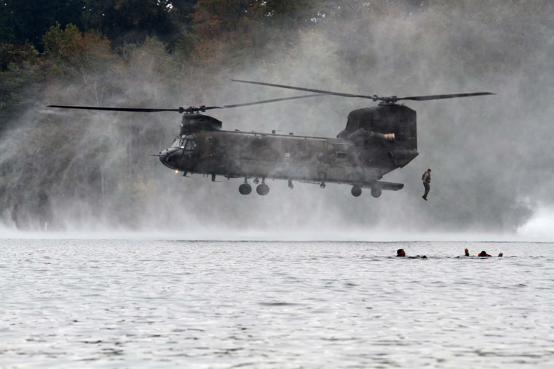 Advanced Chinook Helicopters In Flight Background