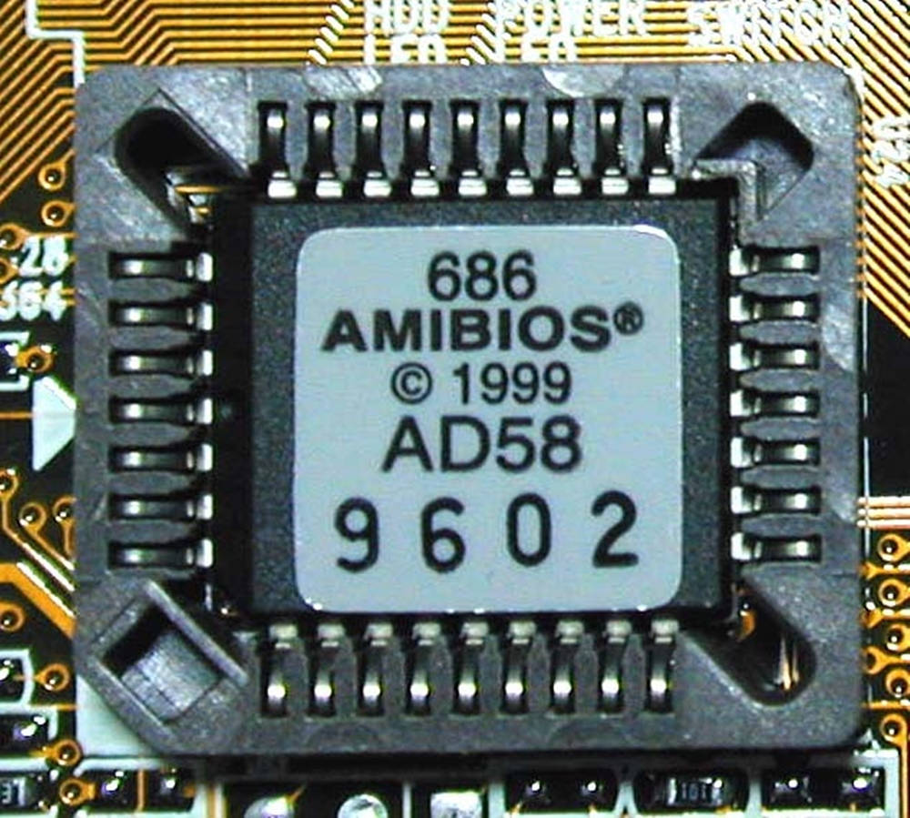 Advanced Micro Devices (amd) Bios Chip Close-up Background