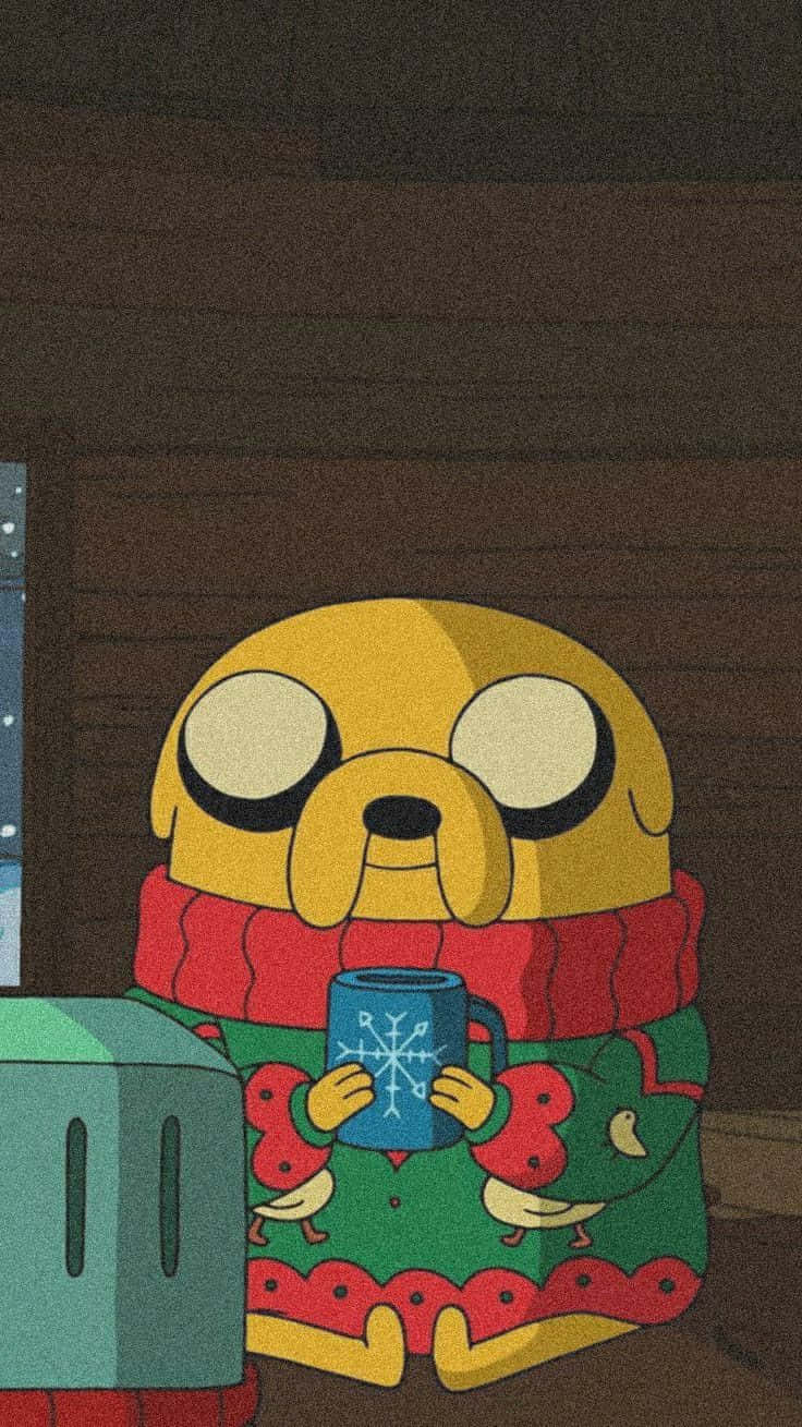 Adventure Time Jake Winter Cuddles Background