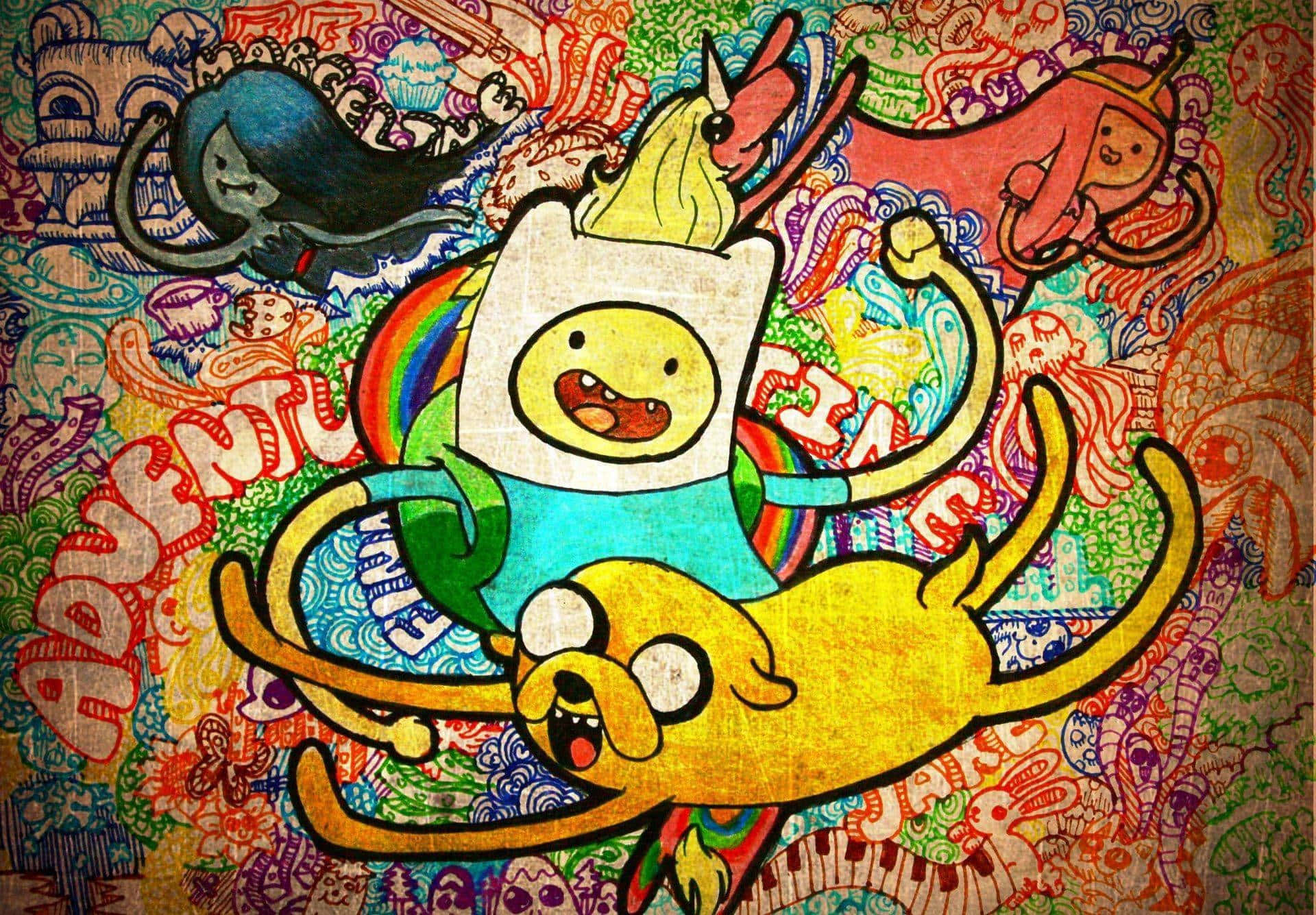 Adventure Time Rainbow Jump Artwork Background