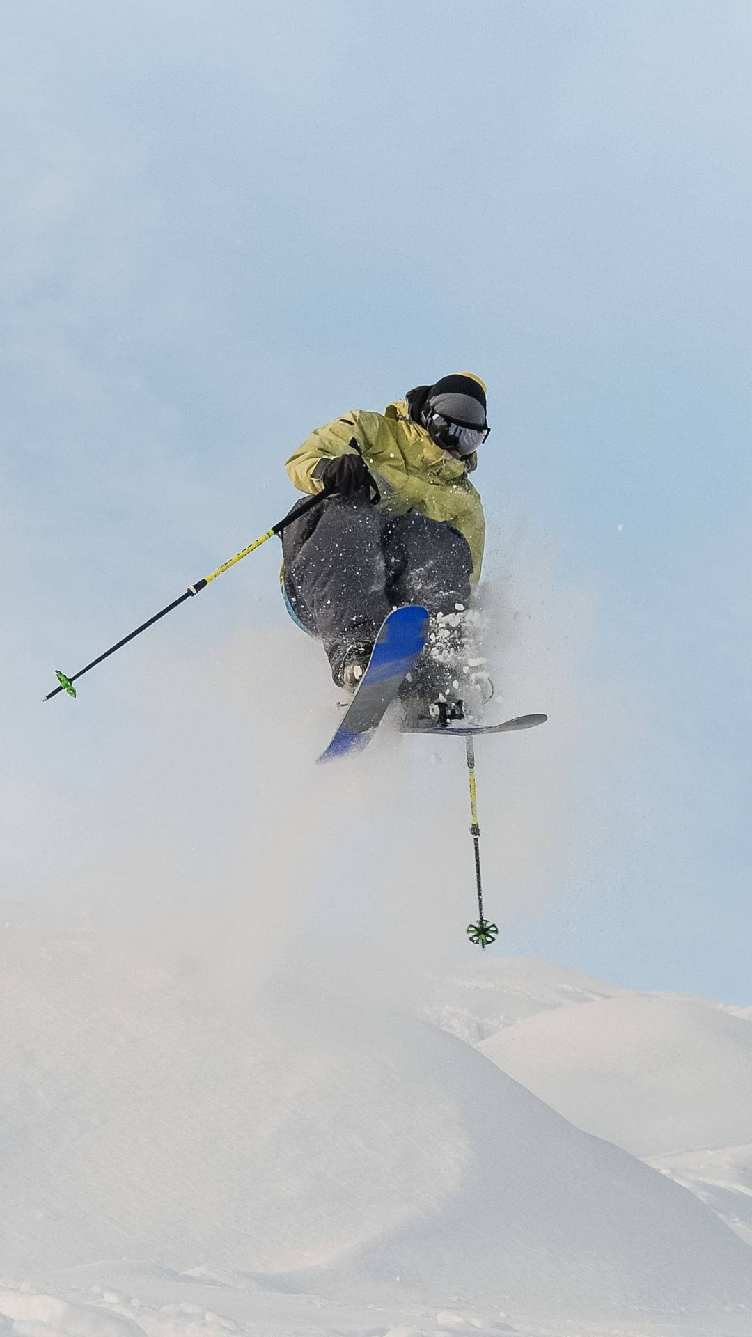 Adventurous Snowshoer In A Winter Wonderland Background