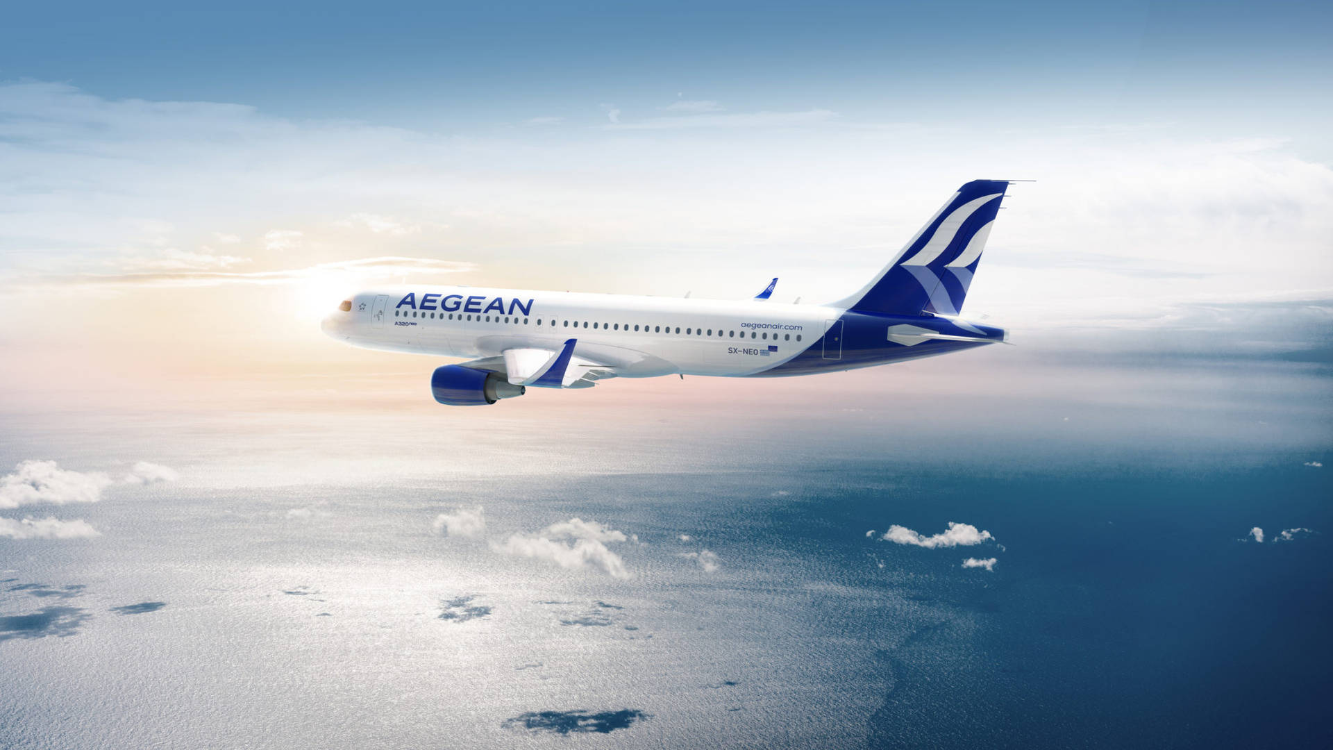 Aegean Airlines Airbus A320neo Above Ocean