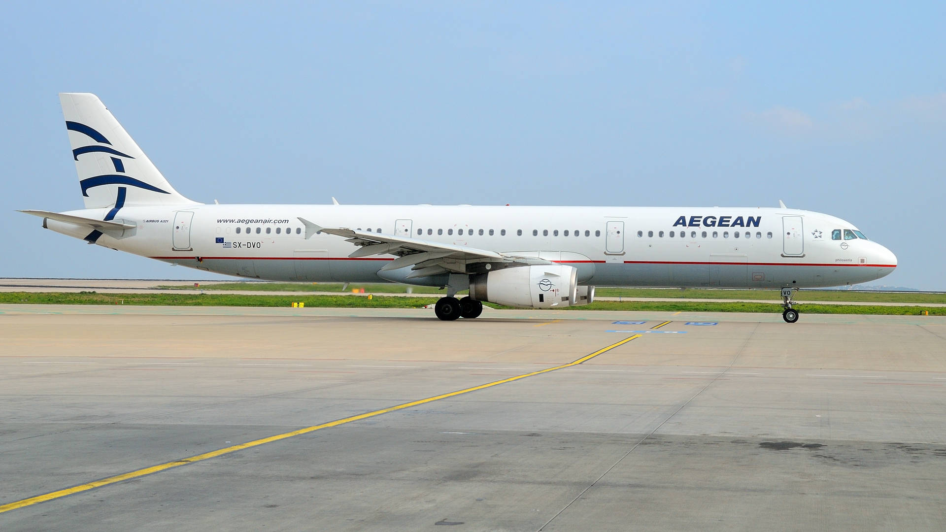 Aegean Airlines Carrier A321 Below Blue Sky