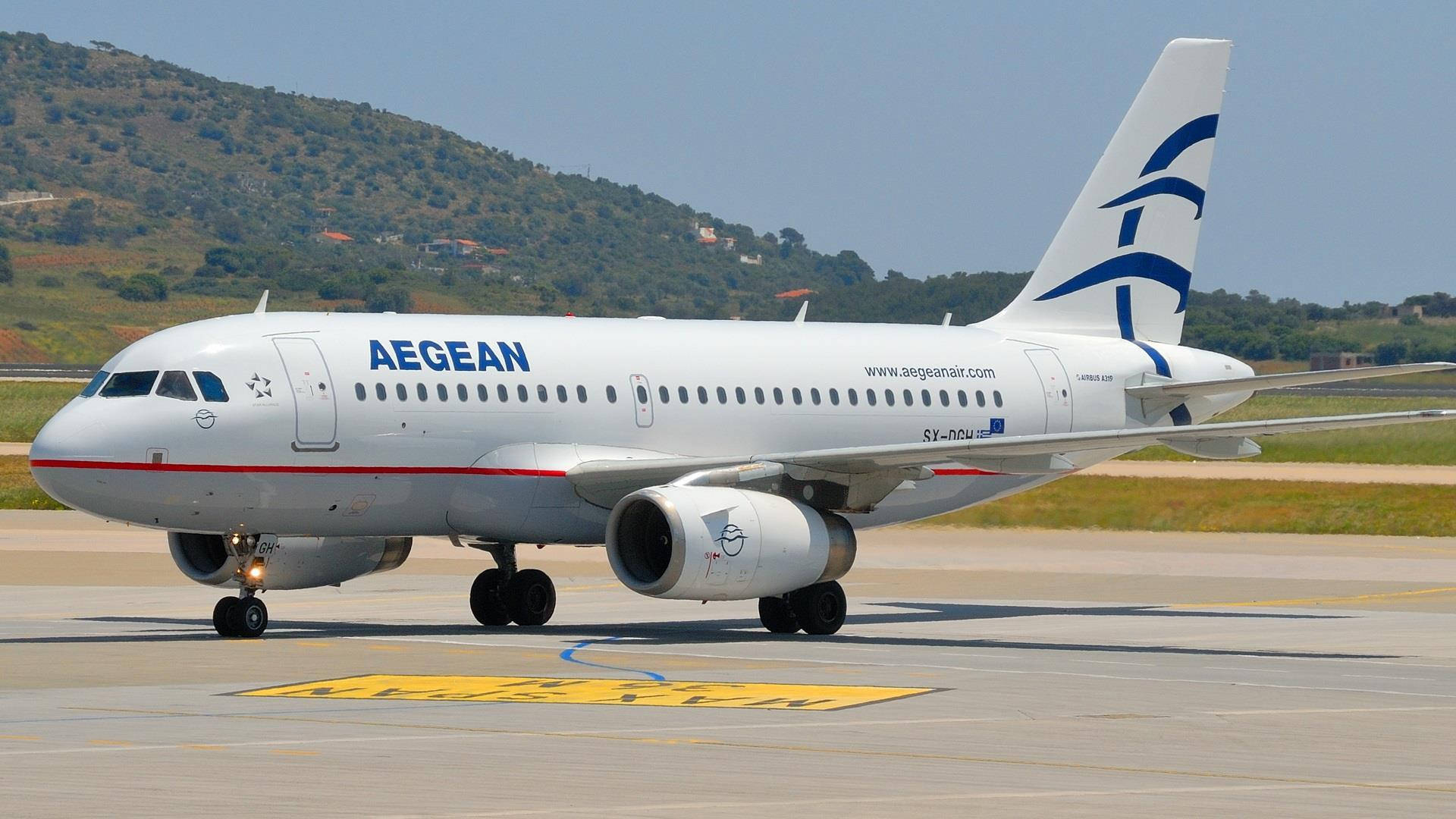 Aegean Airlines Flag Carrier Airbus A319 Near Mountain