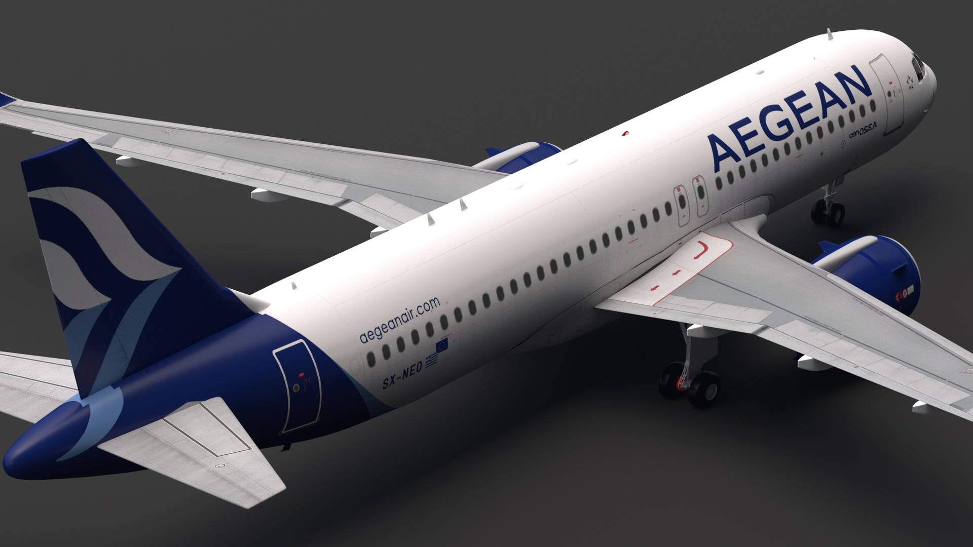 Aegean Airlines Flag Carrier Airbus A320 3d Model