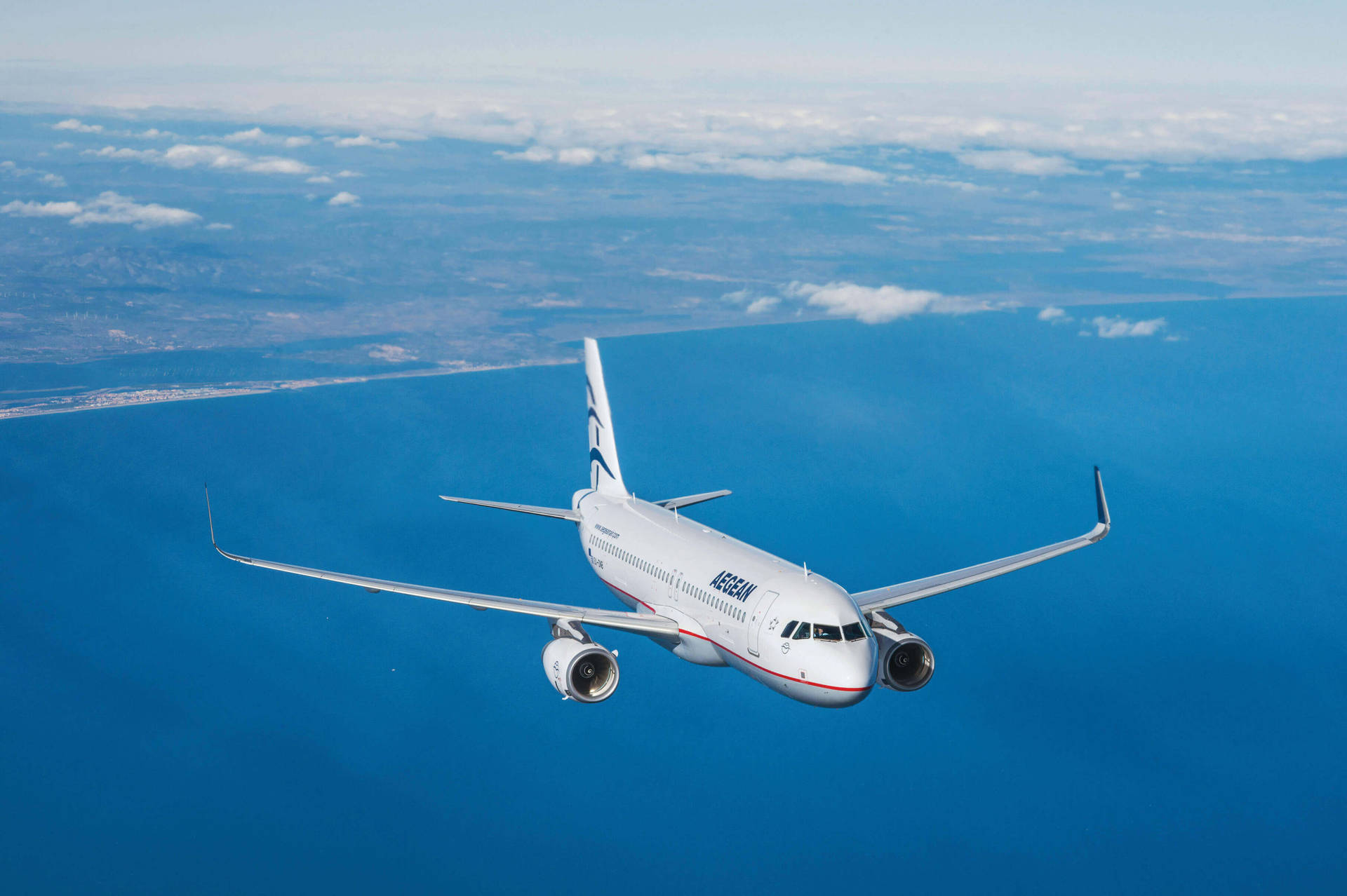 Aegean Airlines Flag Carrier Airbus A320neo Above Sea