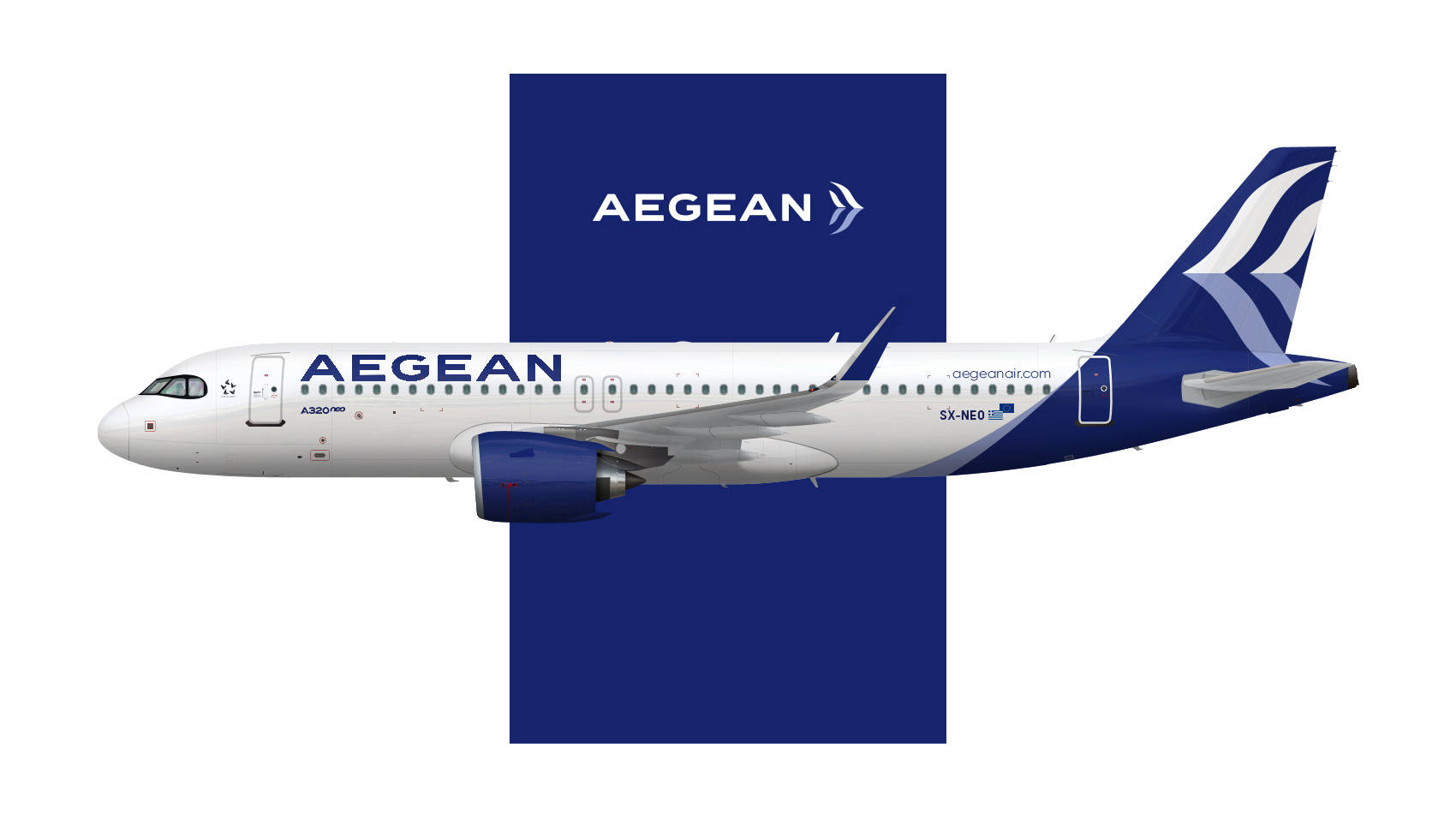 Aegean Airlines Flag Carrier Logo And A320 Plane