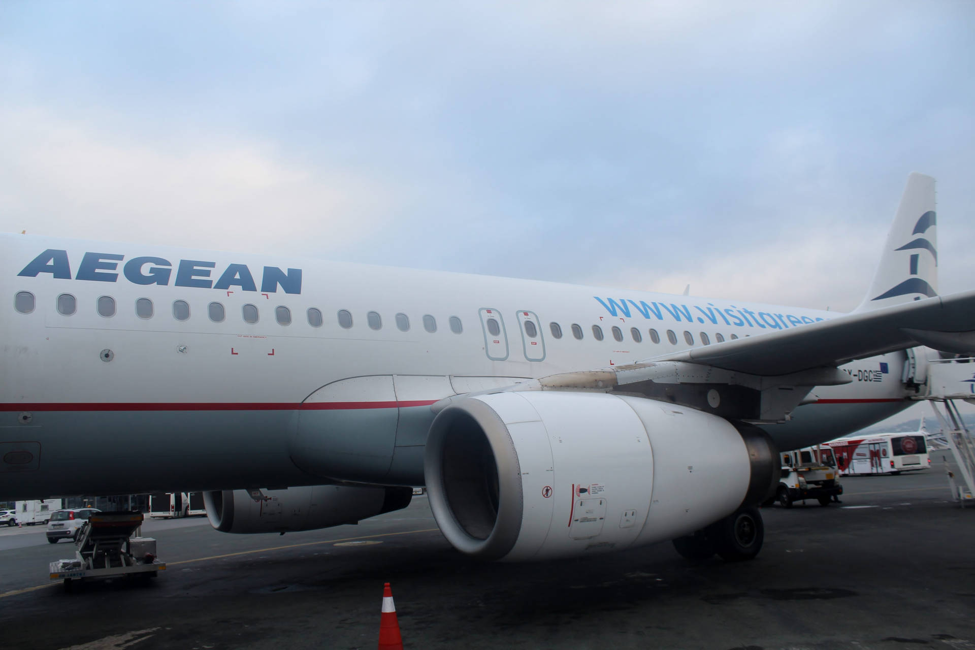 Aegean Airlines Flag Carrier Passenger Plane On Standby