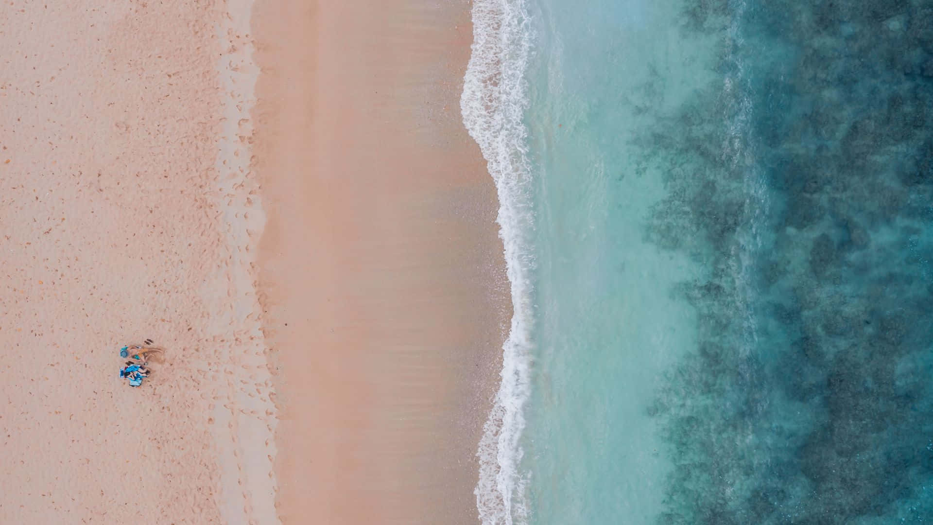 Aerial Beach Scene Ocean Waves