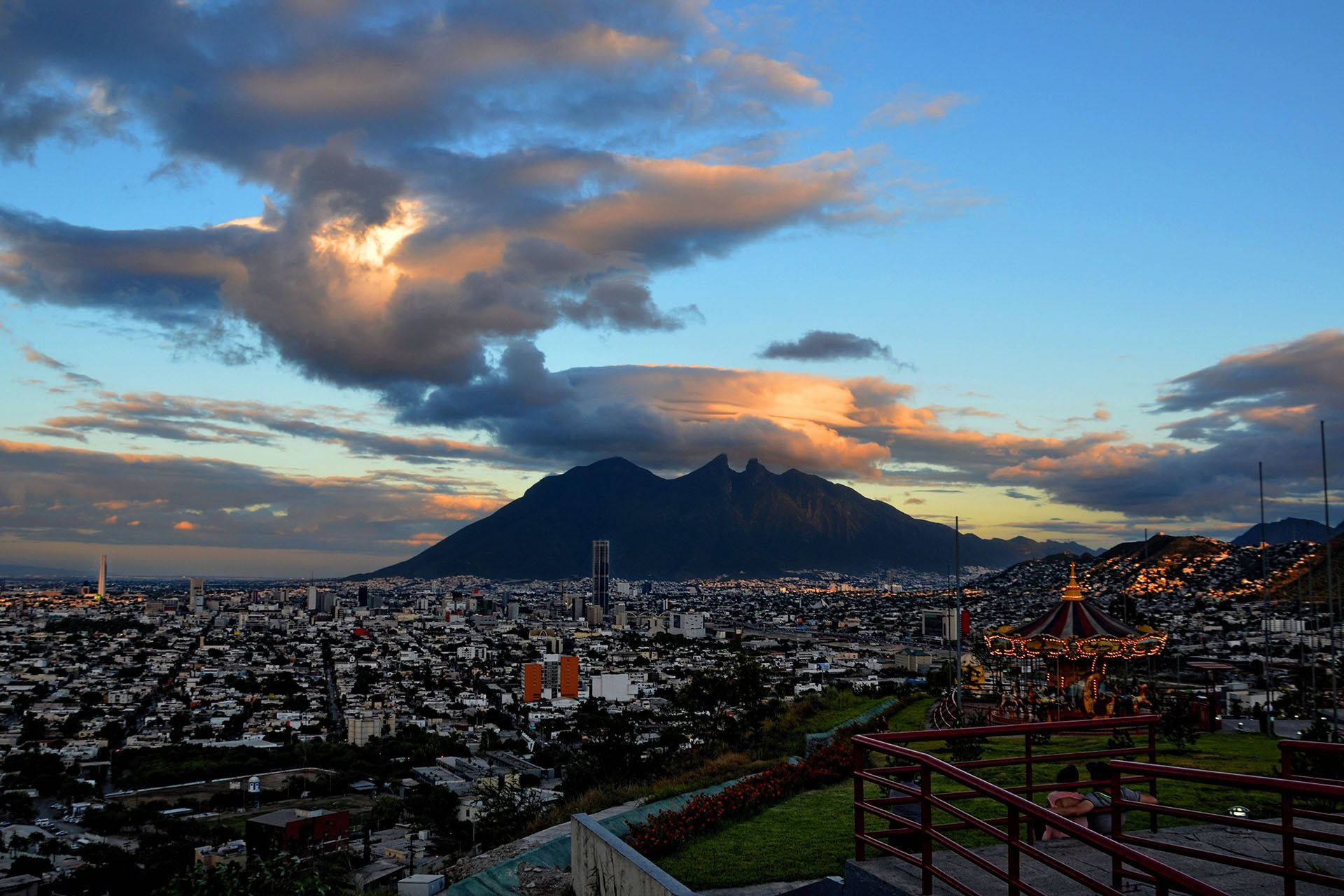Aerial City View Of Monterrey Background
