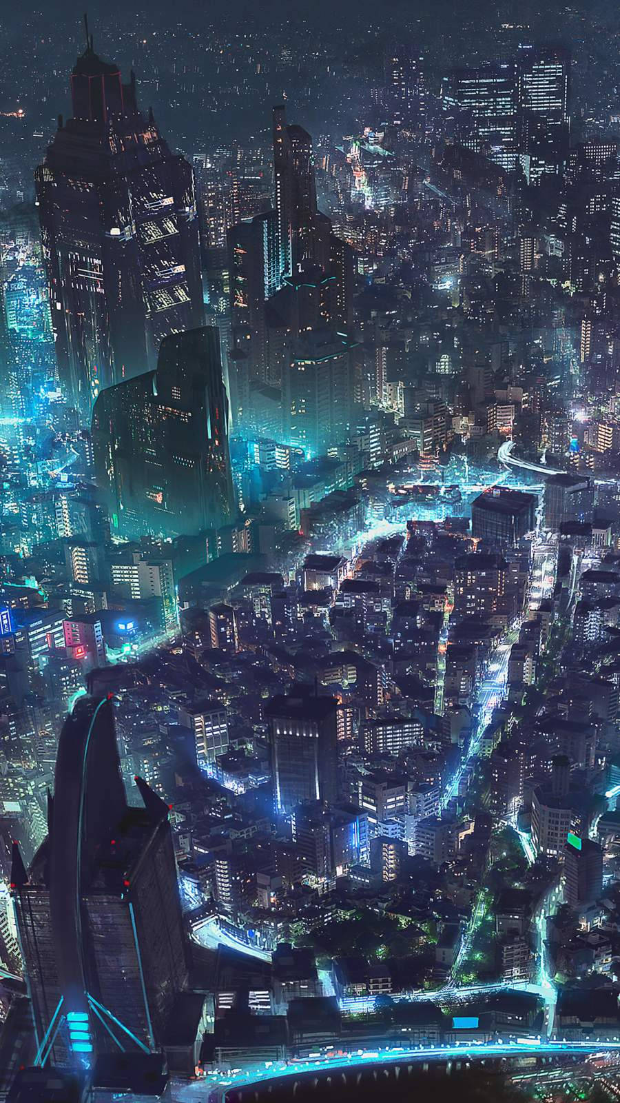 Aerial Cityscape Cyberpunk Iphone X Background