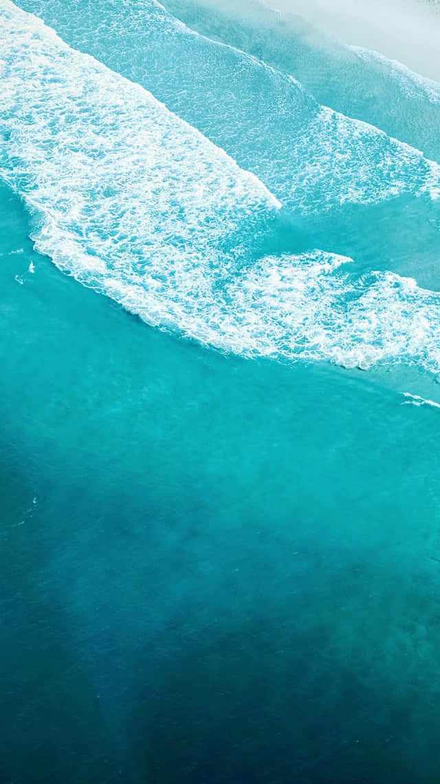 Aerial Ocean Waves Aqua Blue