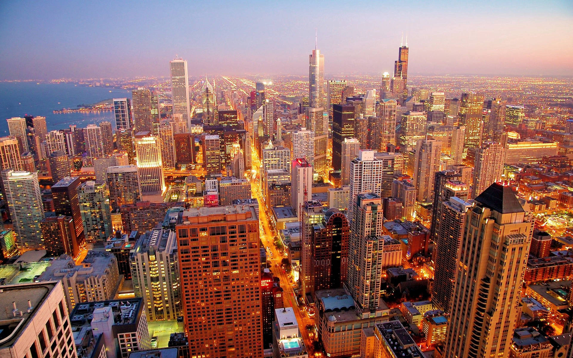 Aerial Perspective Of Chicago Background