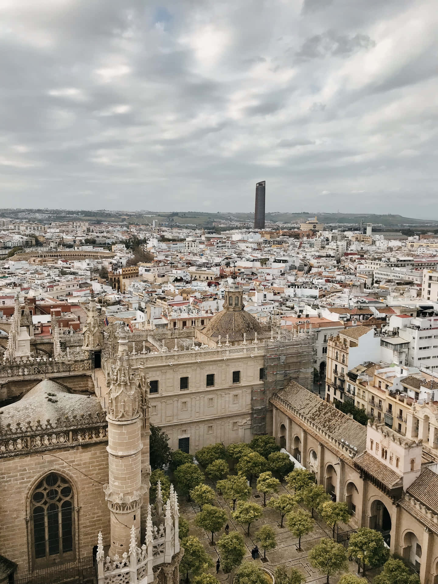 Aerial Photo Of Seville Cathedral Background