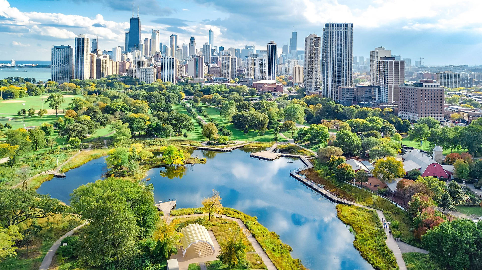 Aerial Photo Of The Entire Chicago's Lincoln Park In Illinois