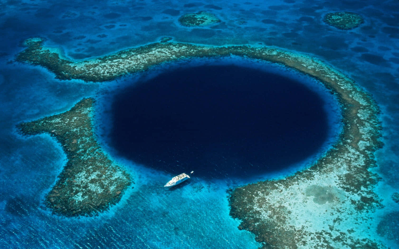 Aerial Shot Great Blue Hole Background