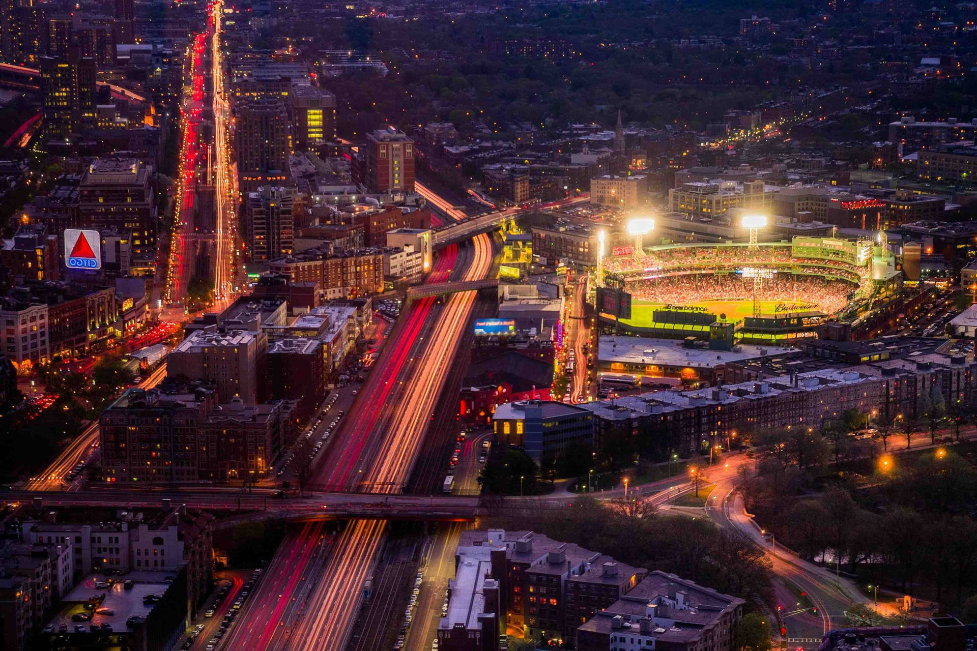 Aerial Shot In Boston Background