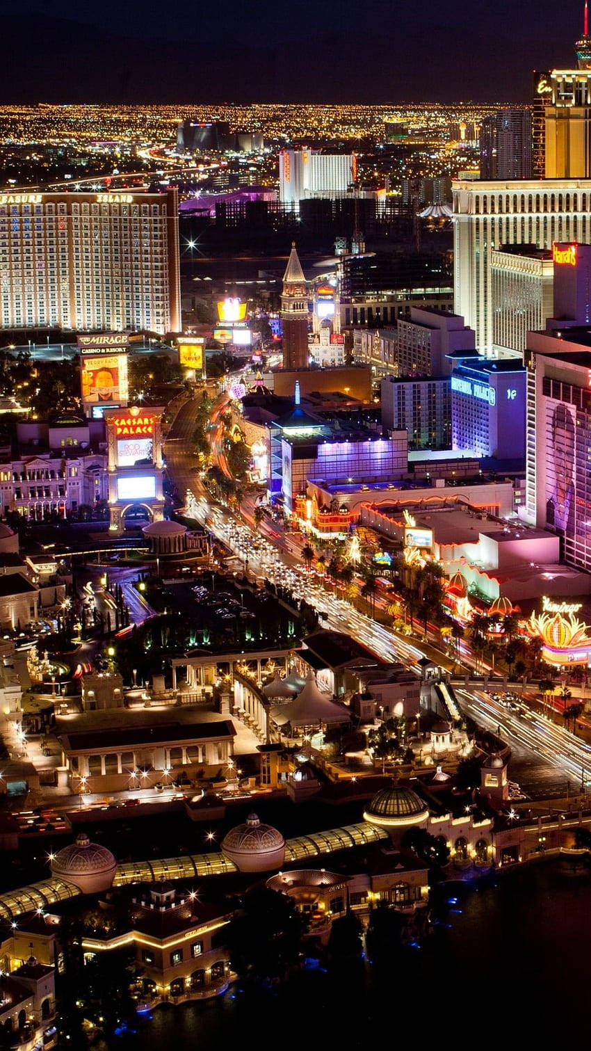 Aerial Shot In Vegas At Night Iphone Background