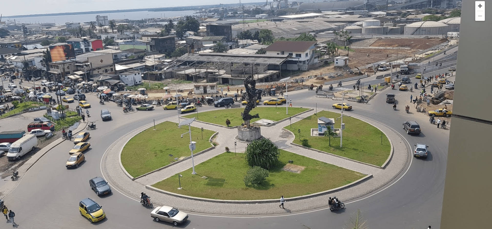 Aerial Shot Of Deïdo Roundabout Douala Cameroon Background