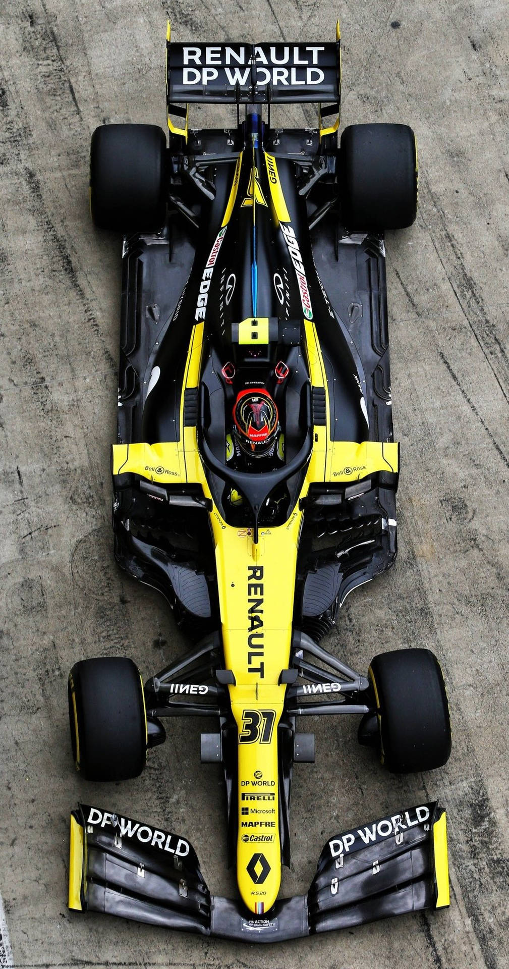 Aerial Shot Of Esteban Ocon Race Car Background