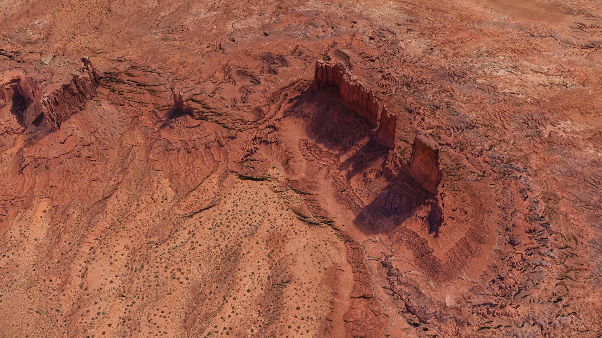 Aerial Shot Of Monument Valley Background