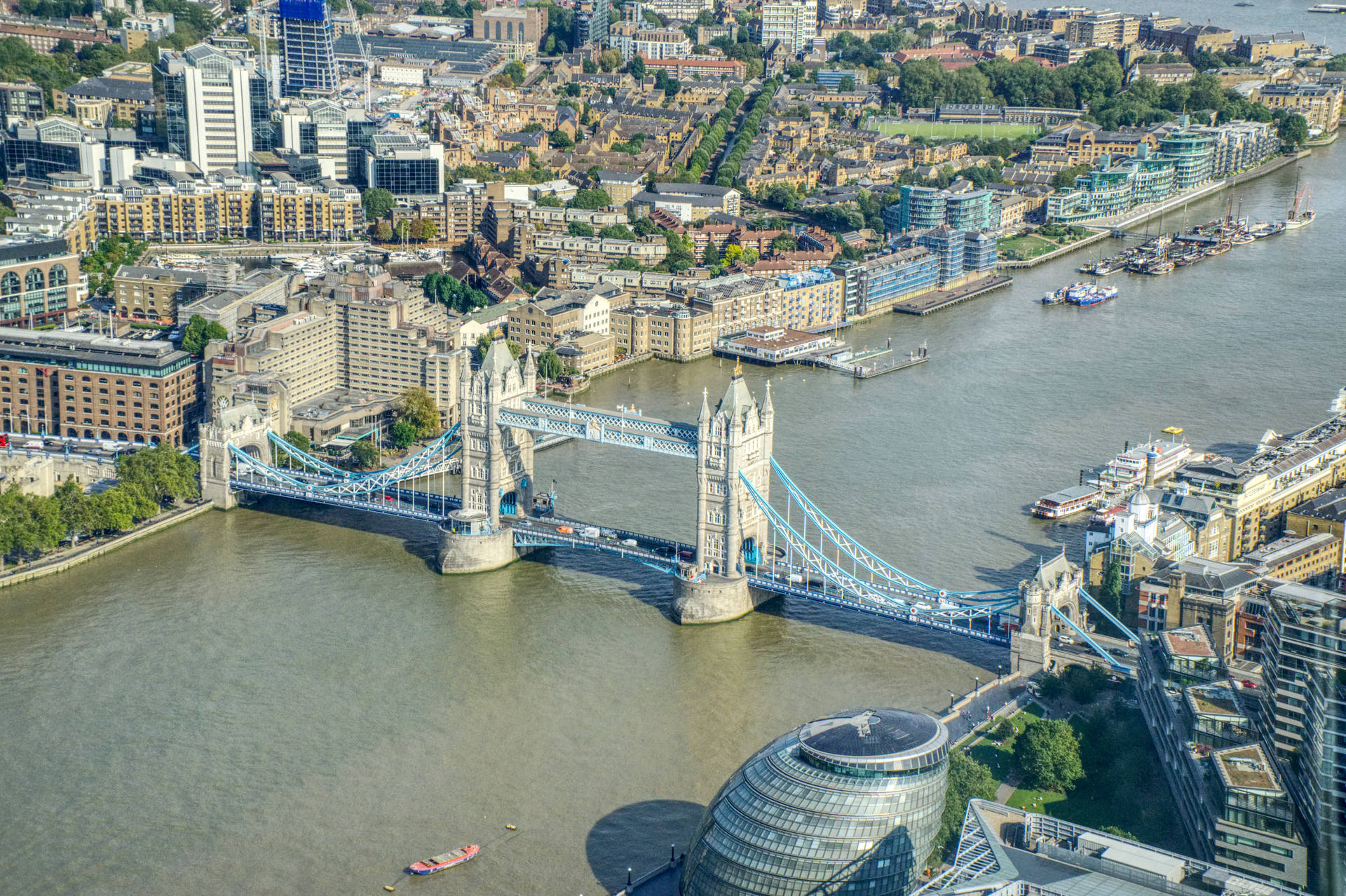 Aerial Shot Of Tower Bridge London Background