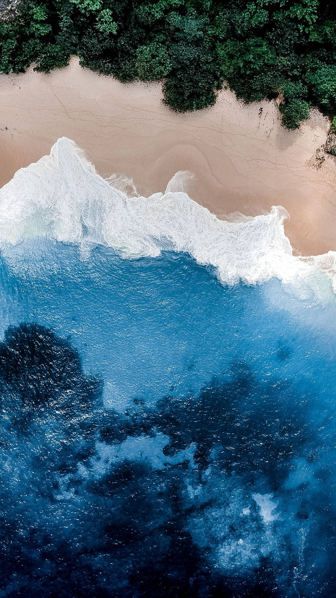 Aerial View Blue Beach Wave Iphone Background