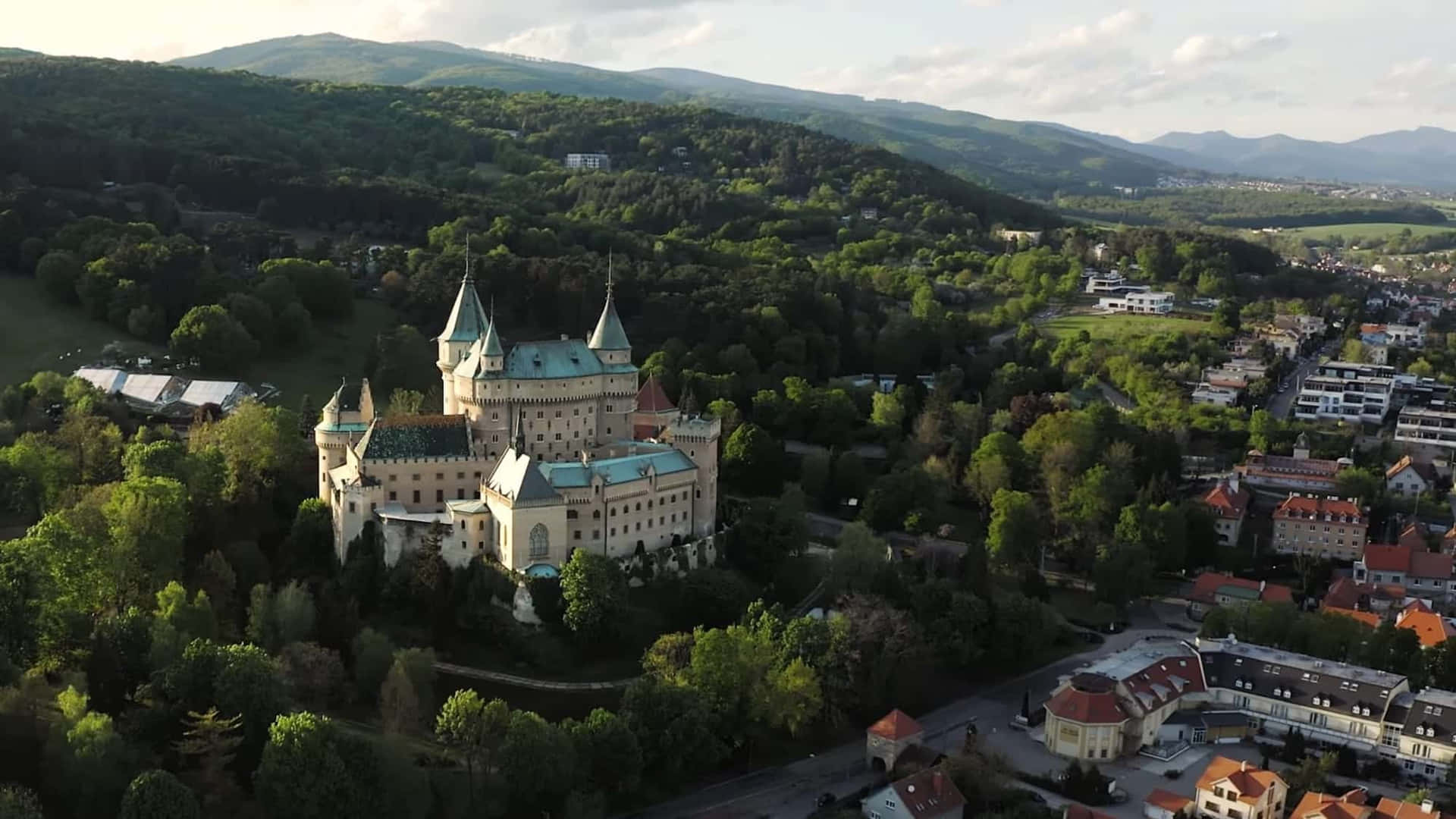 Aerial View Bojnice Castle And Forest
