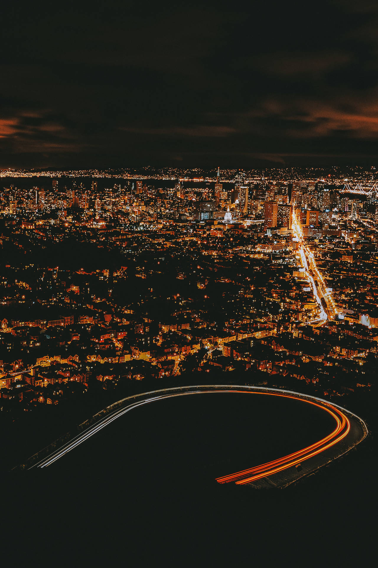 Aerial View City Night Background