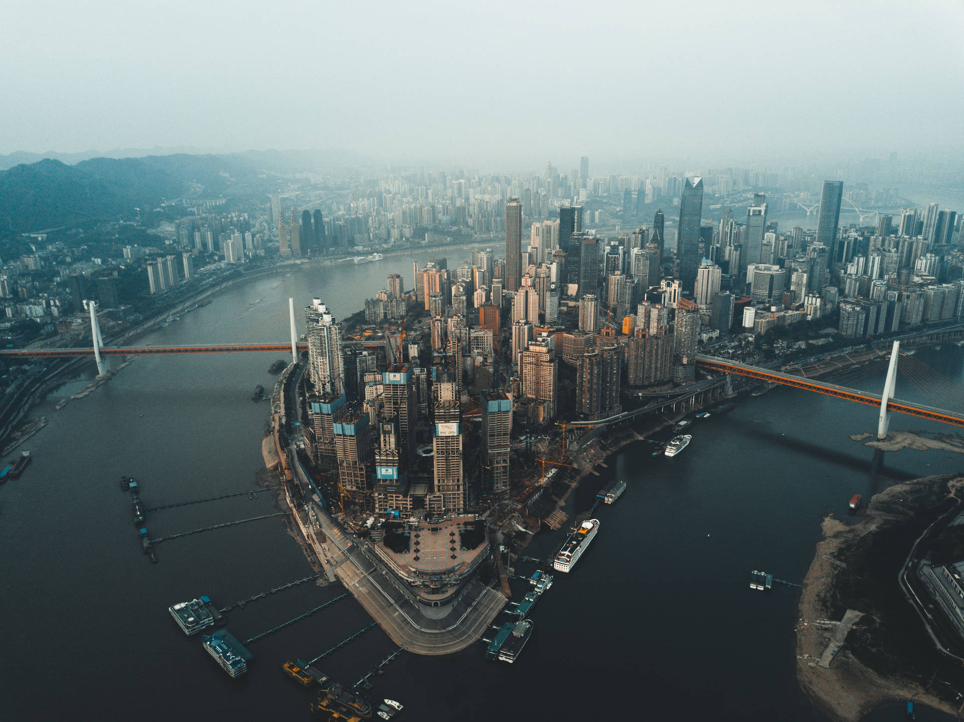 Aerial View Megacity Chongqing China Background