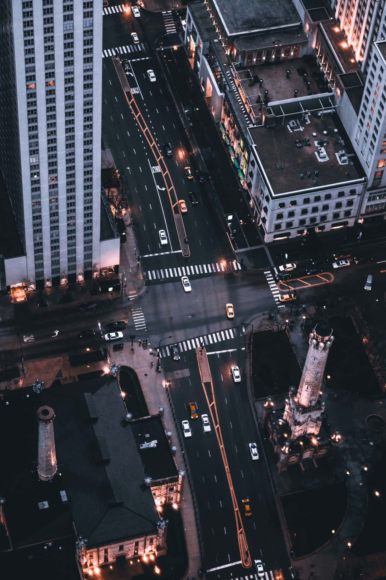 Aerial View Of A City At Night Background