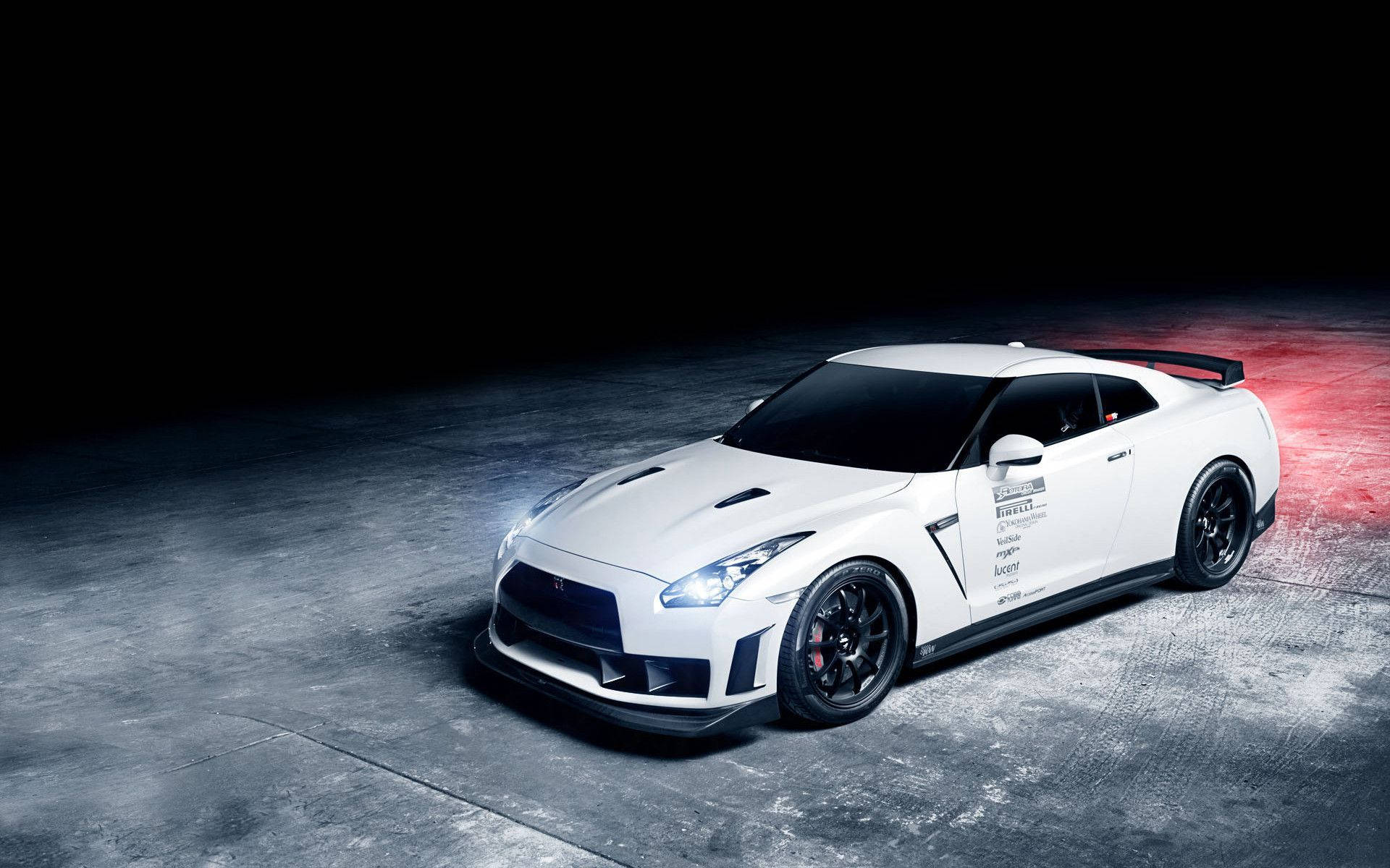 Aerial View Of A White Nissan Gtr Car