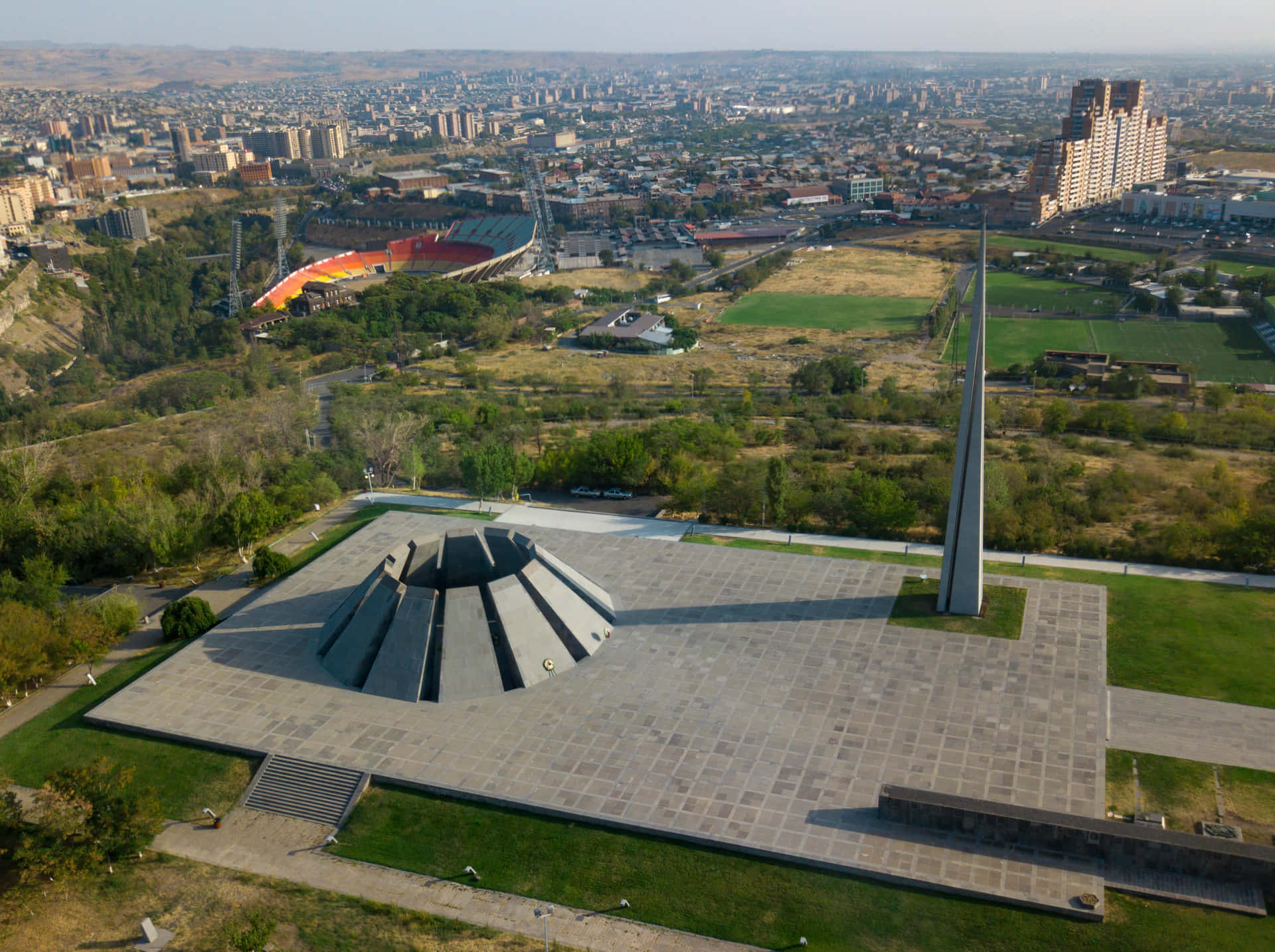 Aerial View Of Armenian Genocide Memorial Complex Background