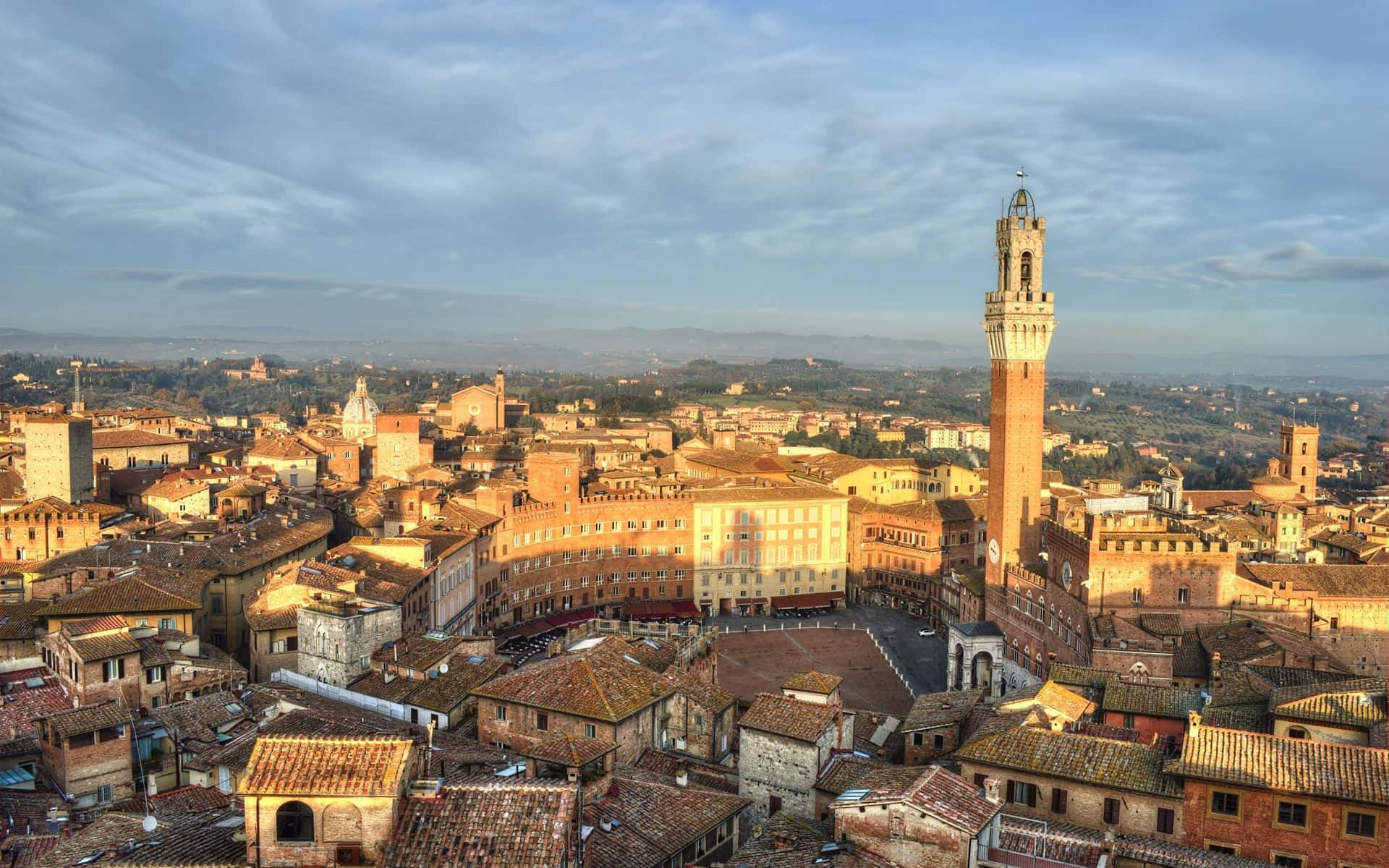 Aerial View Of Brick Buildings In Siena