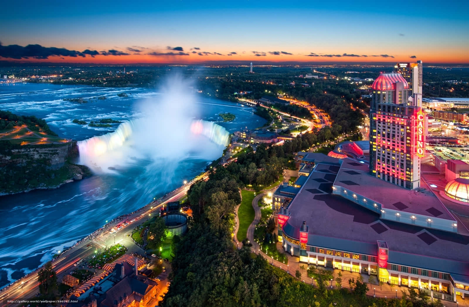 Aerial View Of Casino Niagara By The Niagara Falls, Canada Background