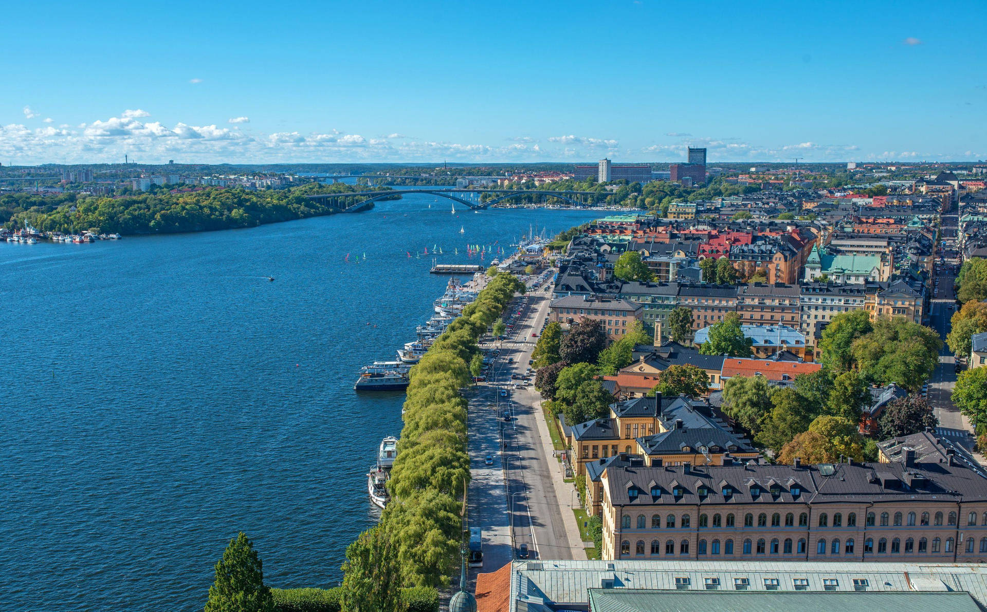 Aerial View Of Central Stockholm Background