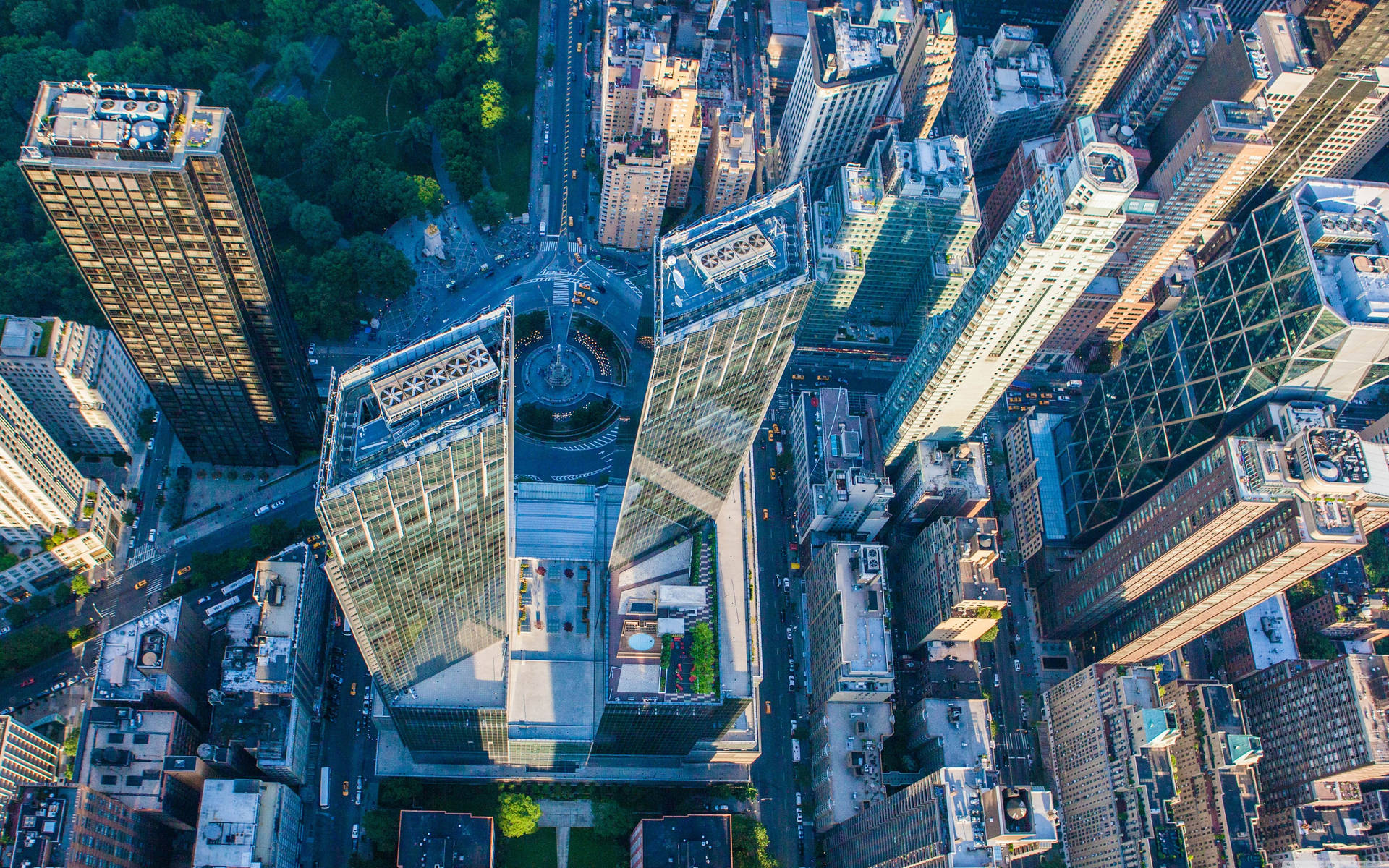 Aerial View Of Columbus Circle Background