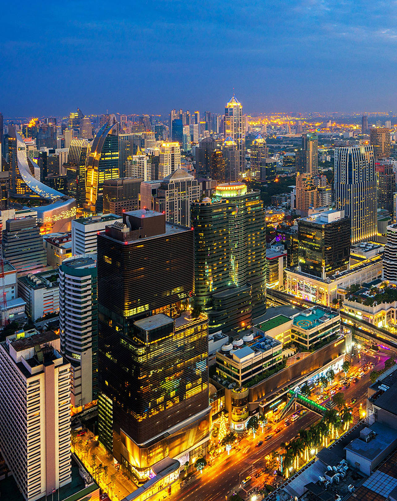 Aerial View Of Downtown Bangkok Thailand