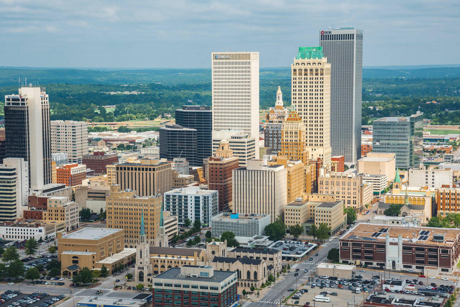 Aerial View Of Downtown Tulsa Background