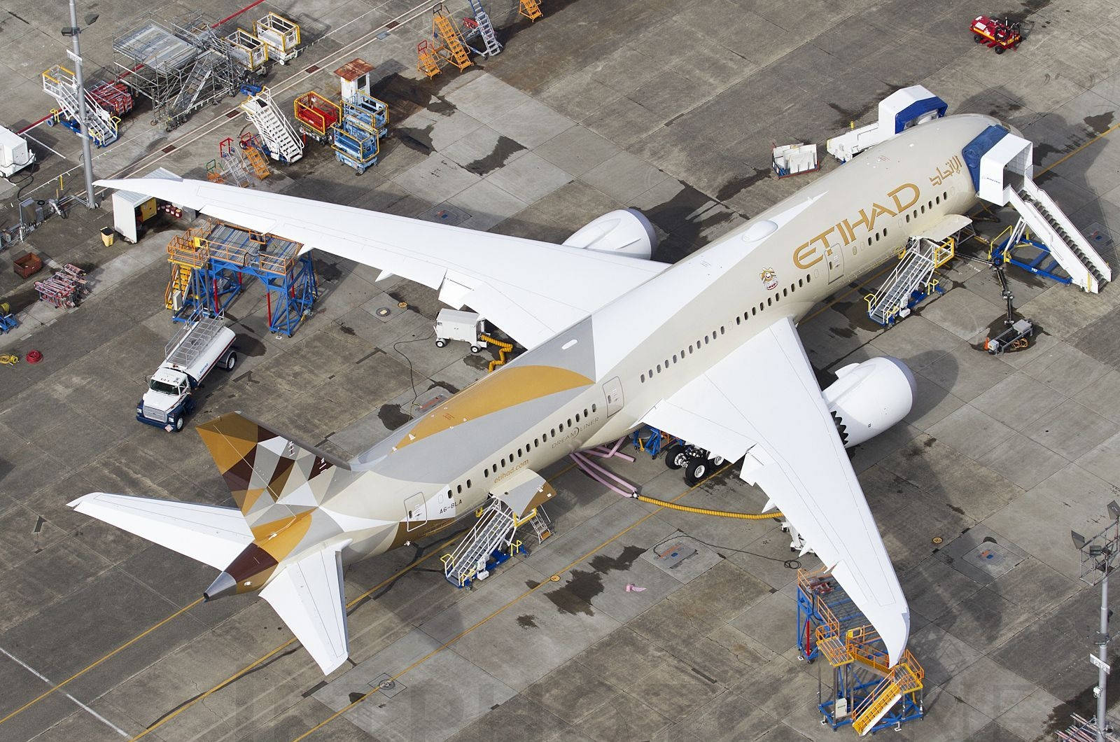 Aerial View Of Etihad Plane Background