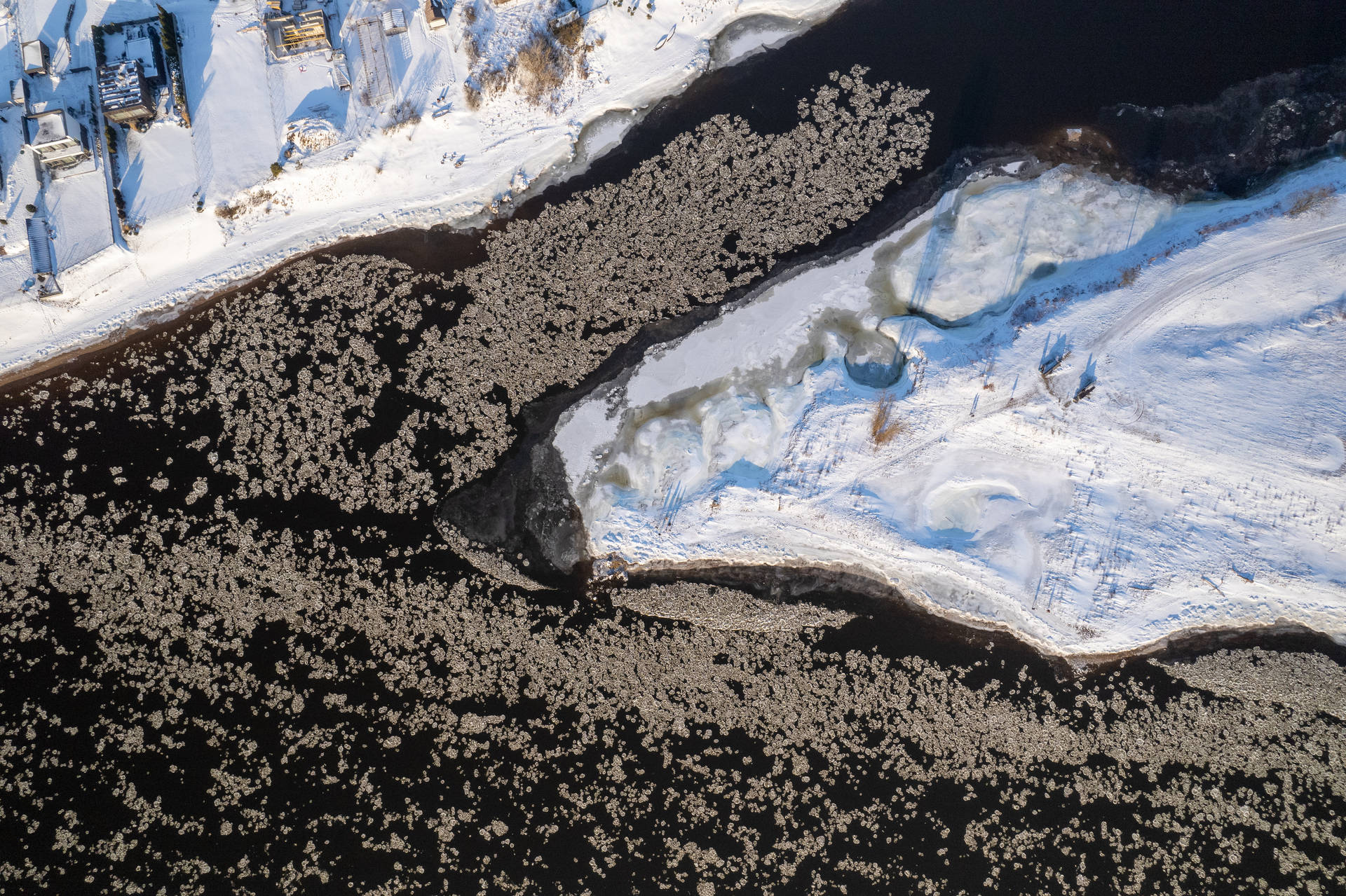 Aerial View Of Kačerginė Lithuania Covered In Snow Background