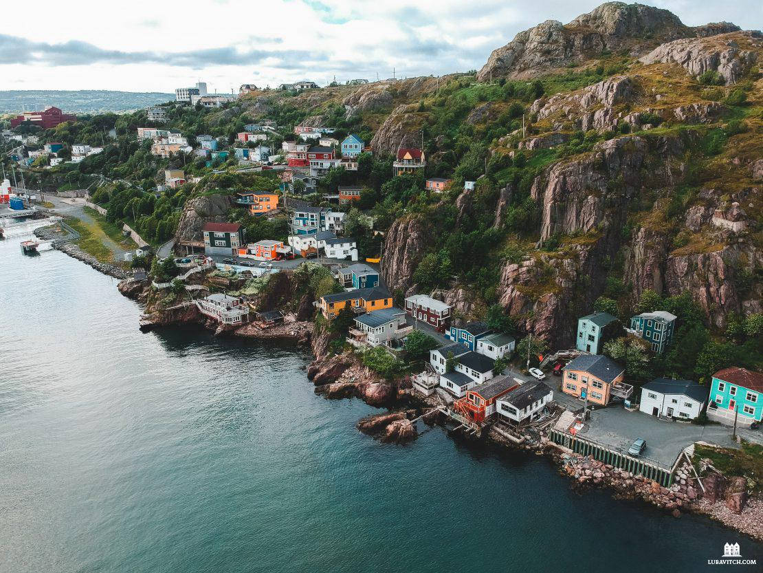 Aerial View Of Newfoundland's Coastal Town