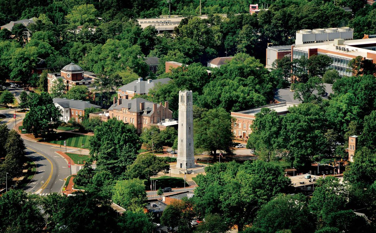 Aerial View Of North Carolina State University Memorial Belltower Background