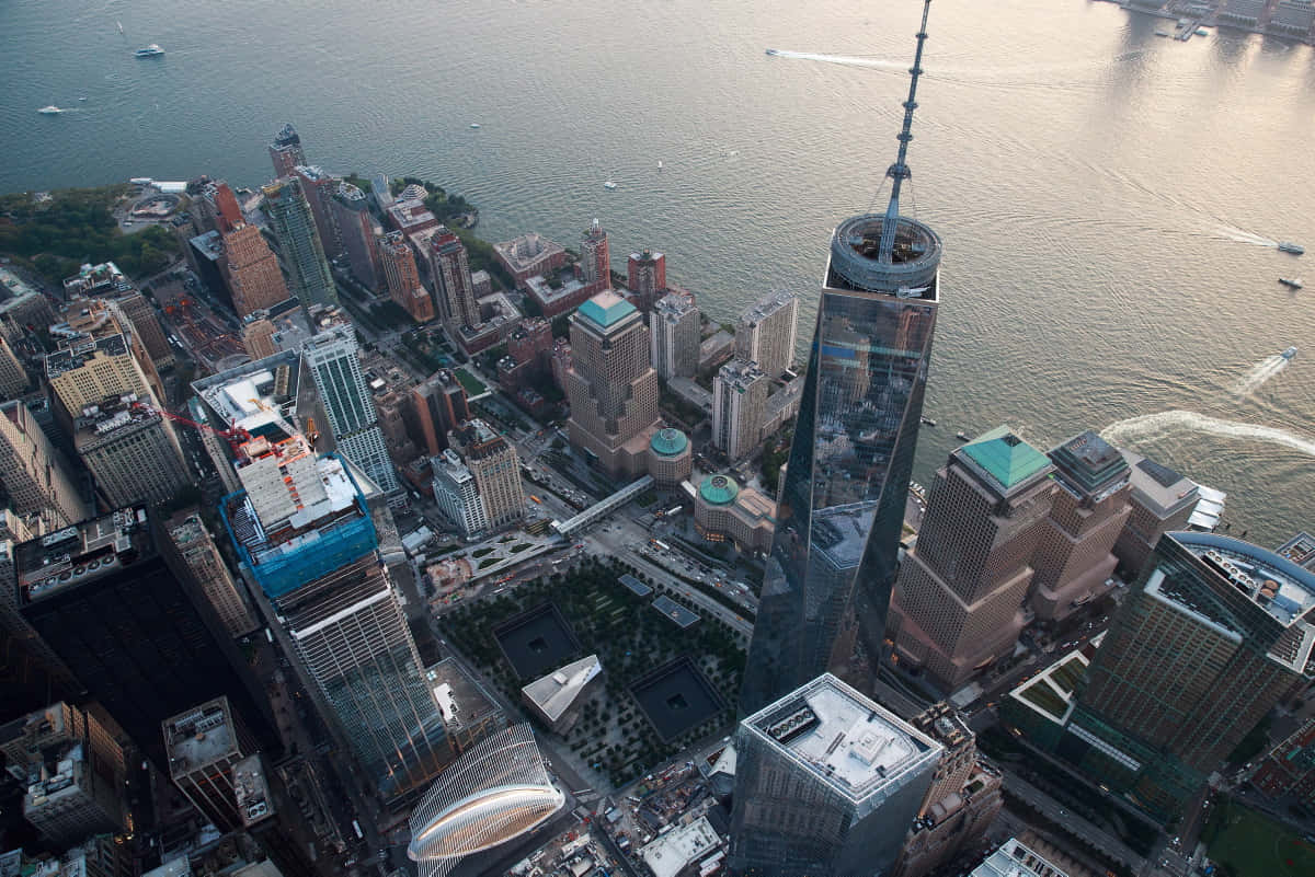 Aerial_ View_of_ One_ World_ Trade_ Center_and_ Surroundings Background