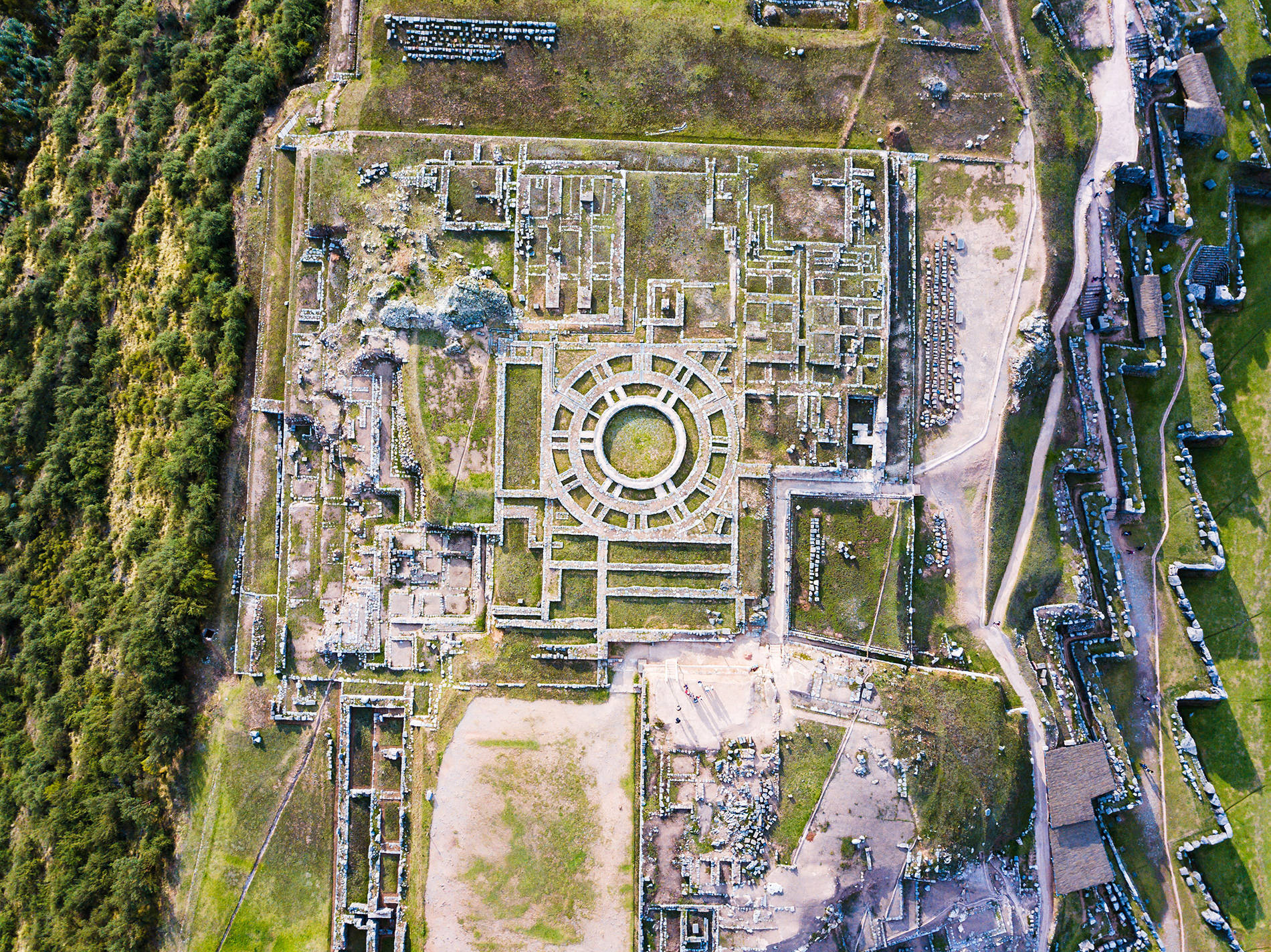 Aerial View Of Sacsayhuamán Cusco Peru Background