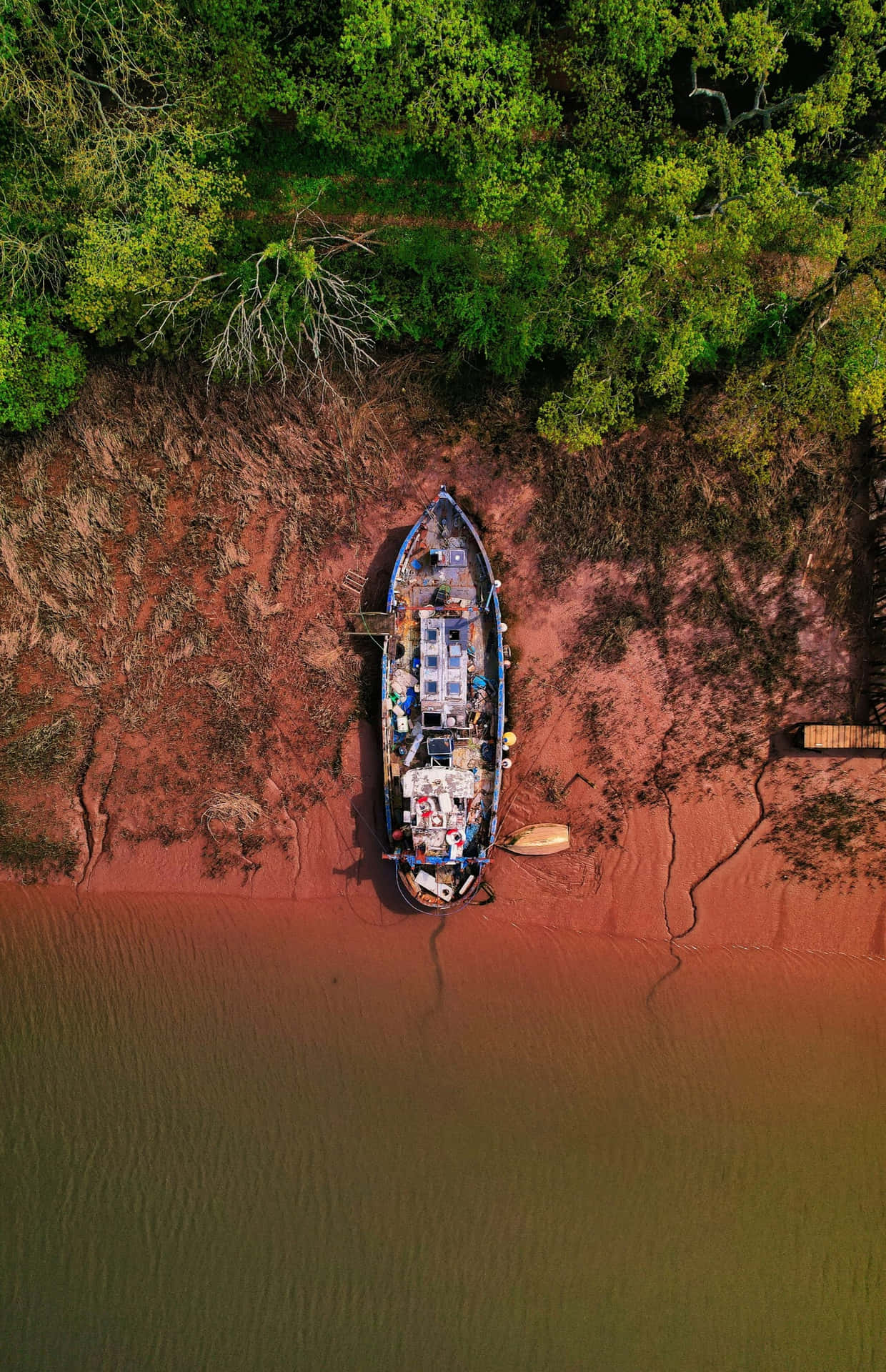 Aerial View Of Stranded Boat