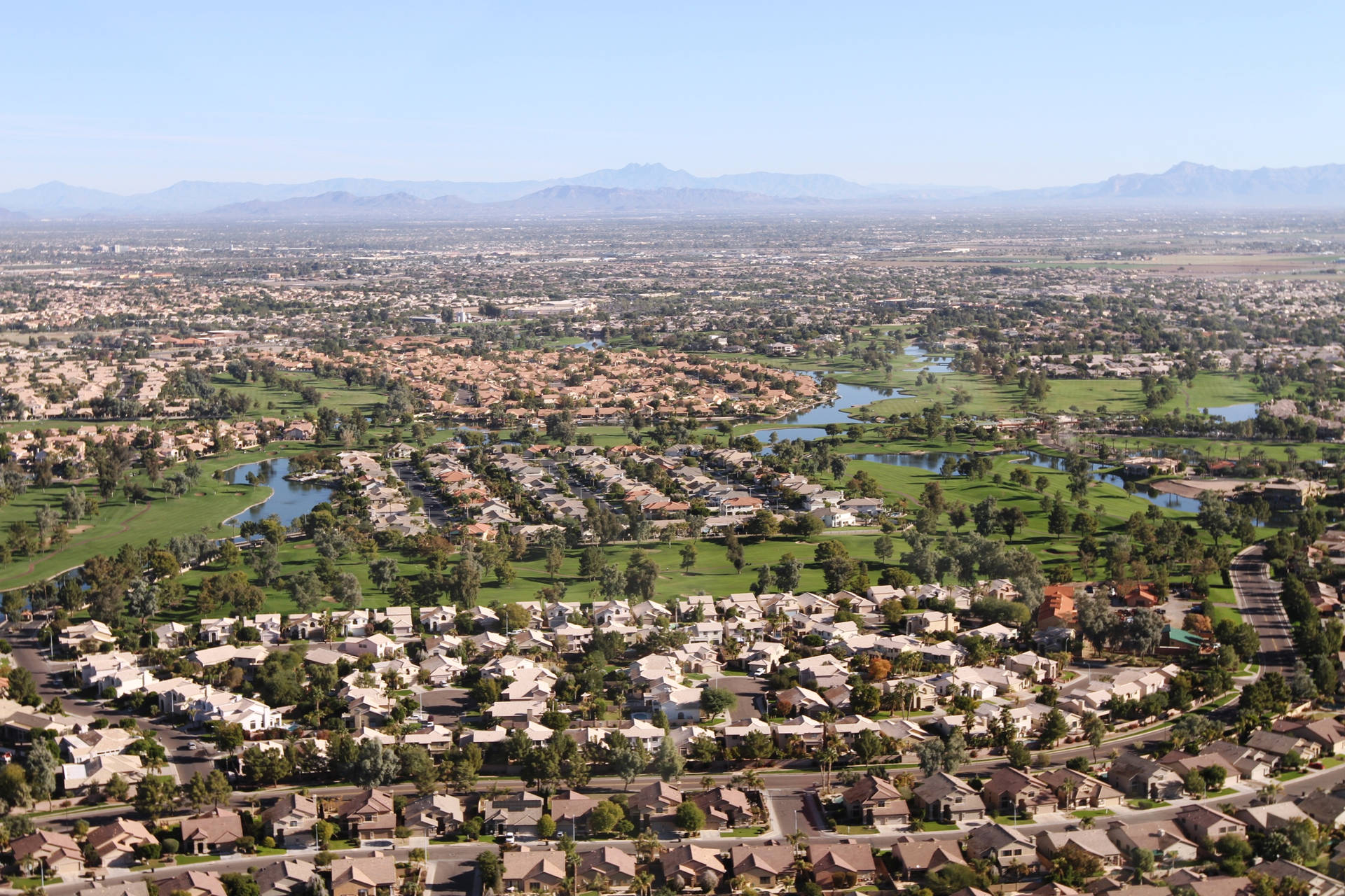 Aerial View Of The City Of Chandler Background