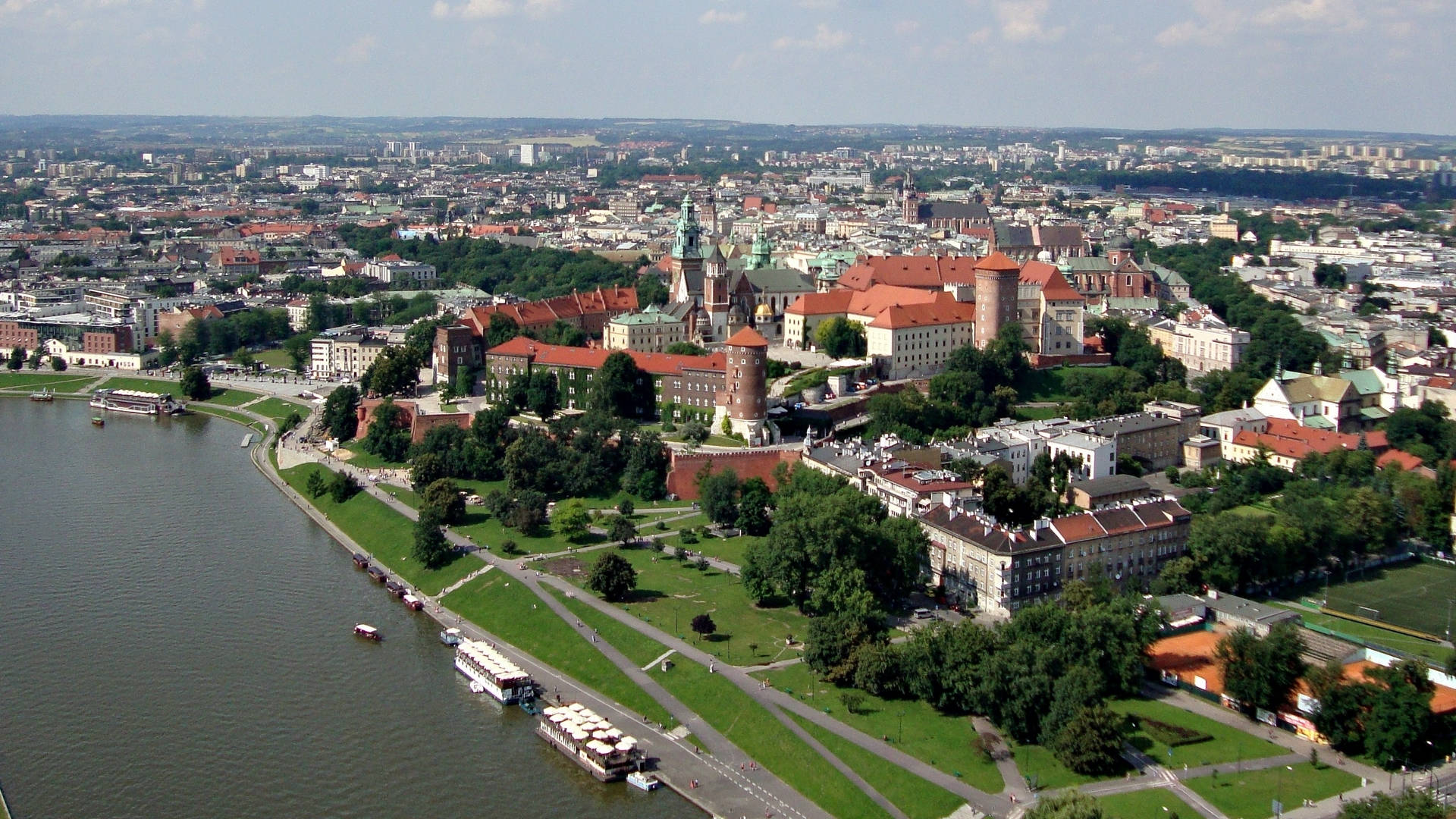 Aerial View Of The City Of Krakow Poland Background